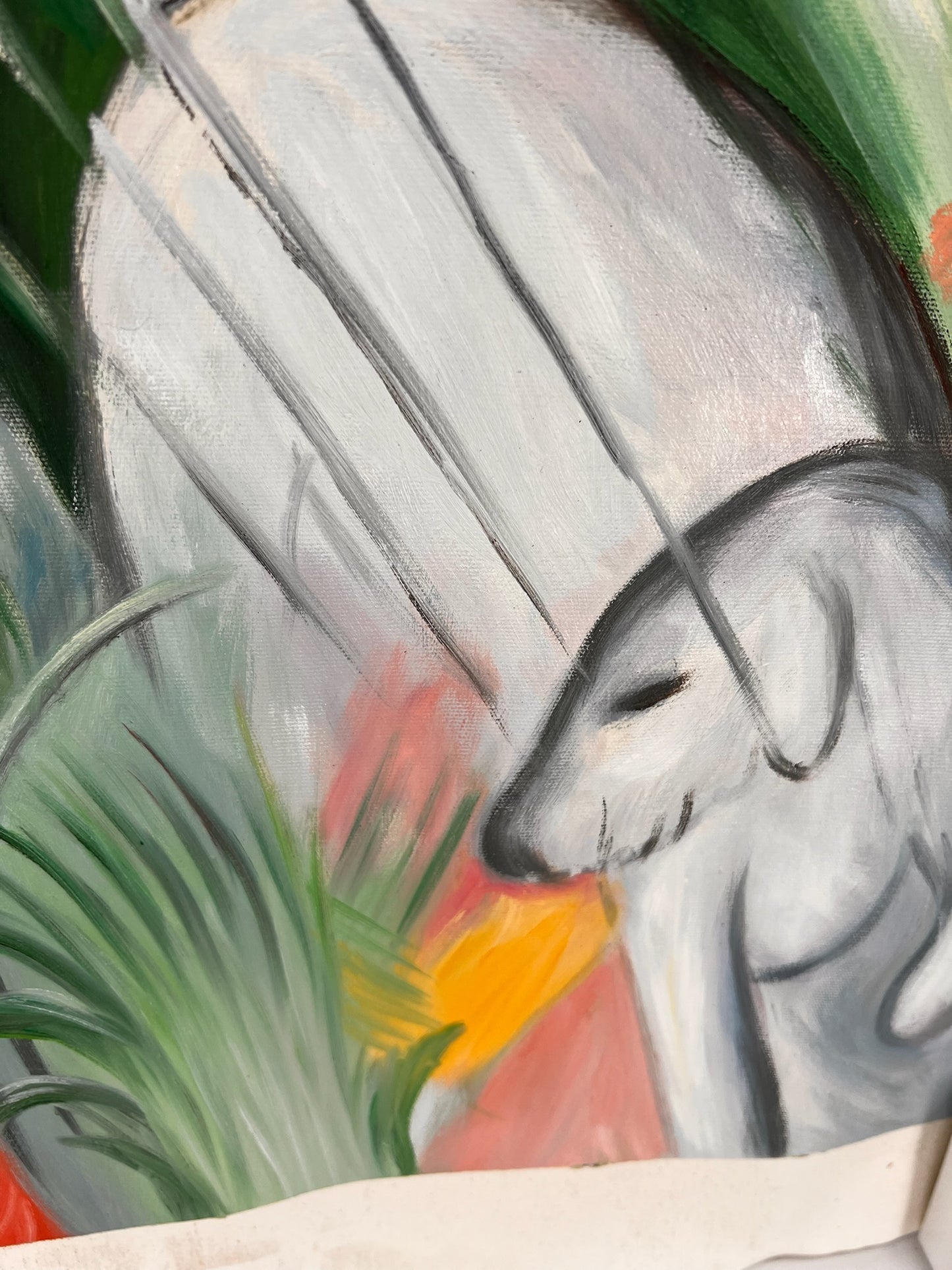 Sotto la pioggia (da Franz Marc) – Olio su tela espressionista dipinto a mano (64 × 80 cm, consegnato arrotolato)