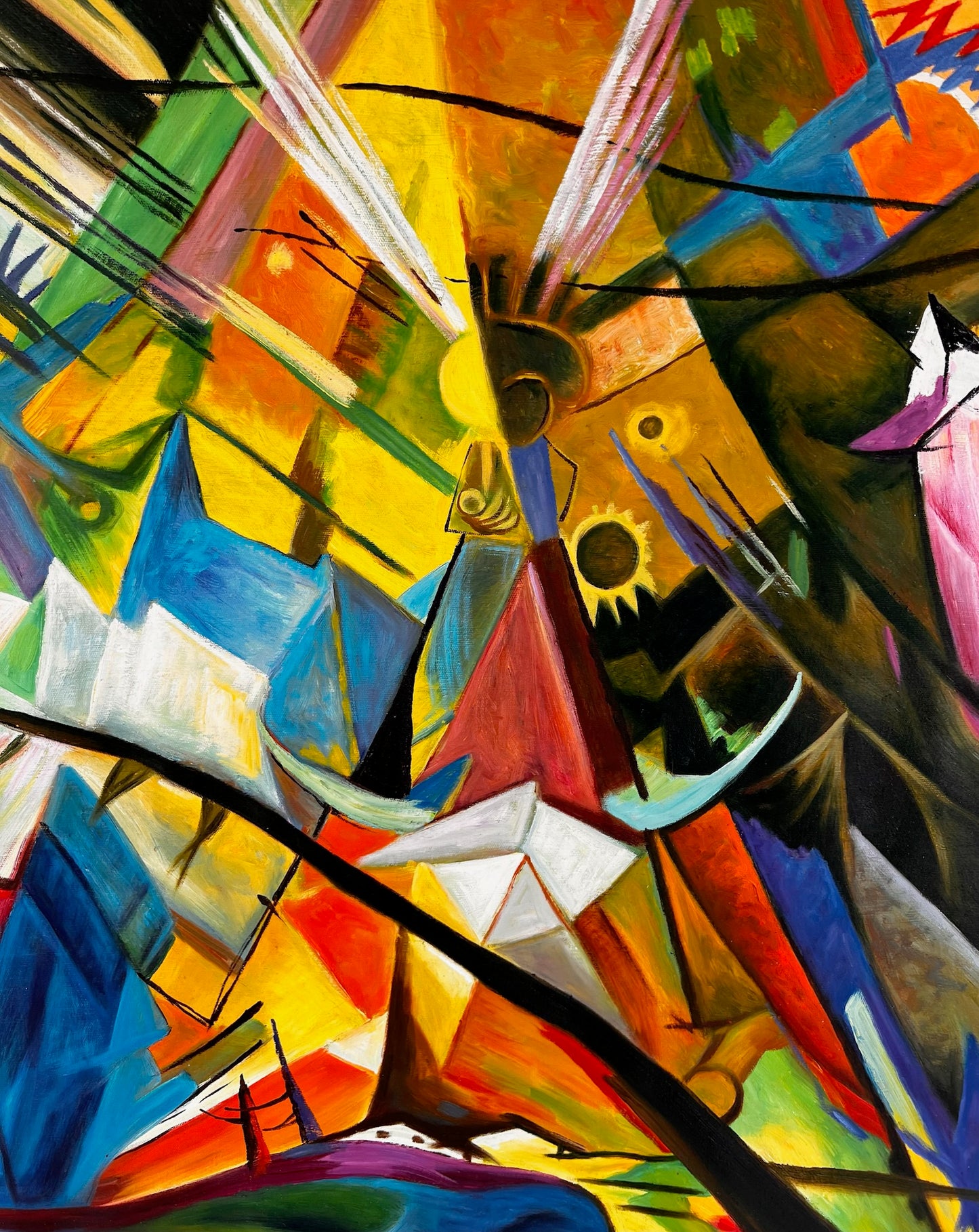 Tirolo (di Franz Marc) – Olio su tela espressionista dipinto a mano (60 × 80 cm, consegnato arrotolato)