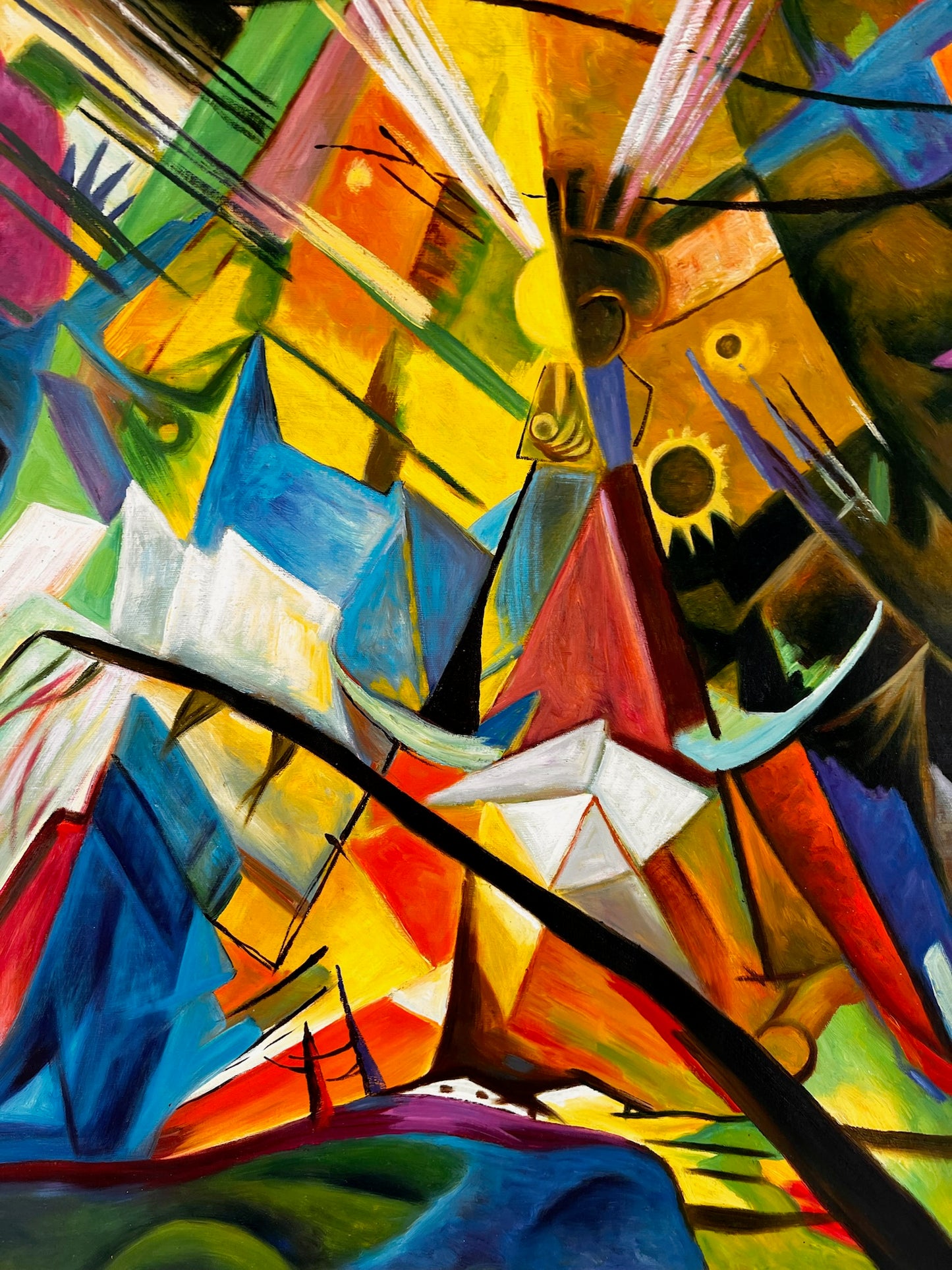 Tirolo (di Franz Marc) – Olio su tela espressionista dipinto a mano (60 × 80 cm, consegnato arrotolato)