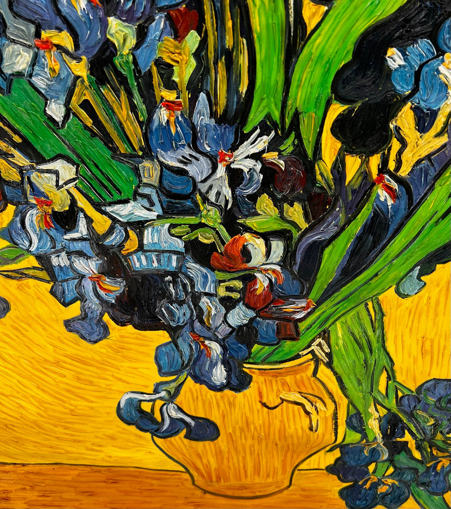 Vincent van Gogh – Vaso con iris – Pittura ad olio post-impressionista dipinta a mano su tela (92 × 73,5 cm)