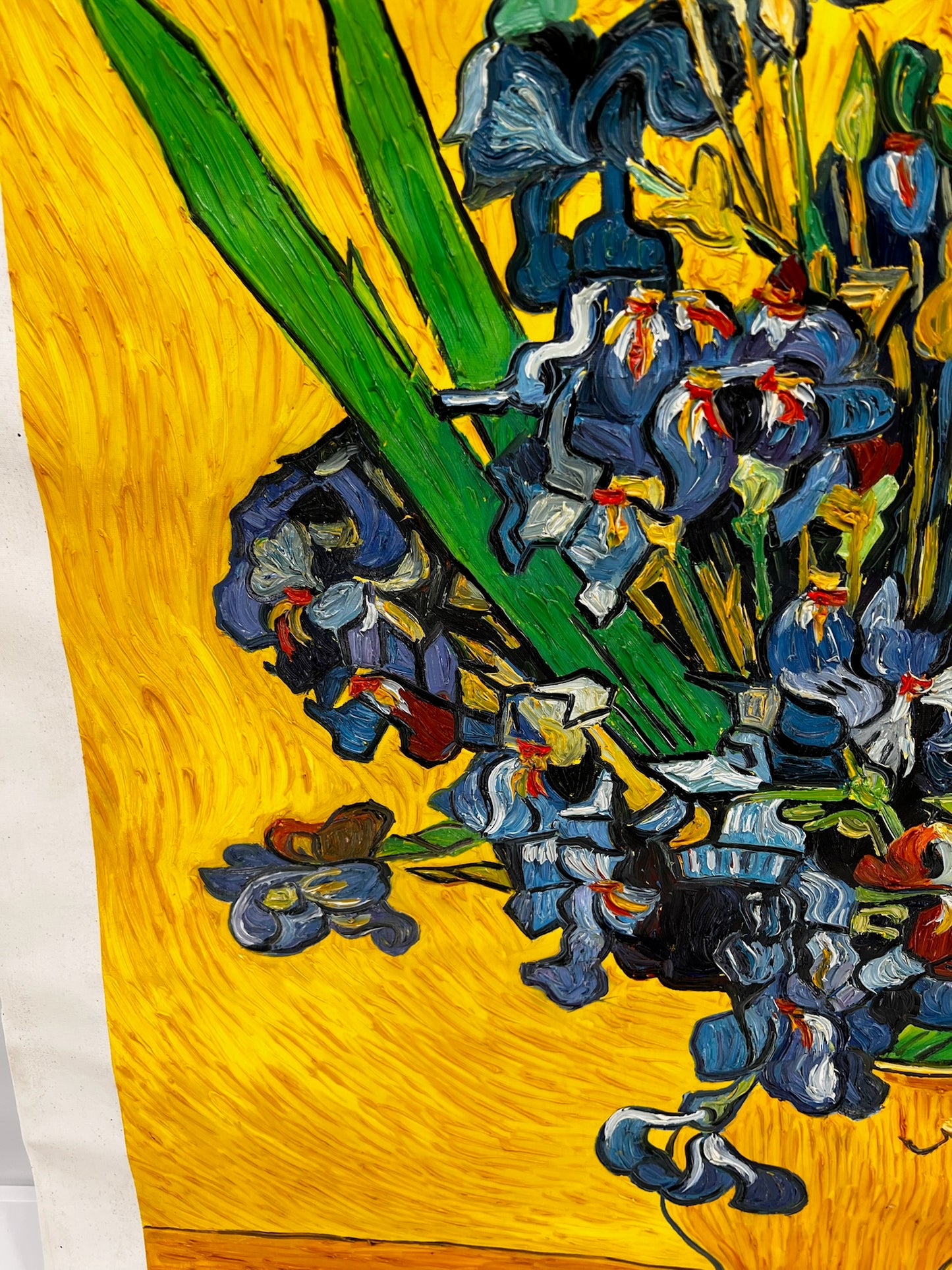 Vincent van Gogh – Vaso con iris – Pittura ad olio post-impressionista dipinta a mano su tela (92 × 73,5 cm)