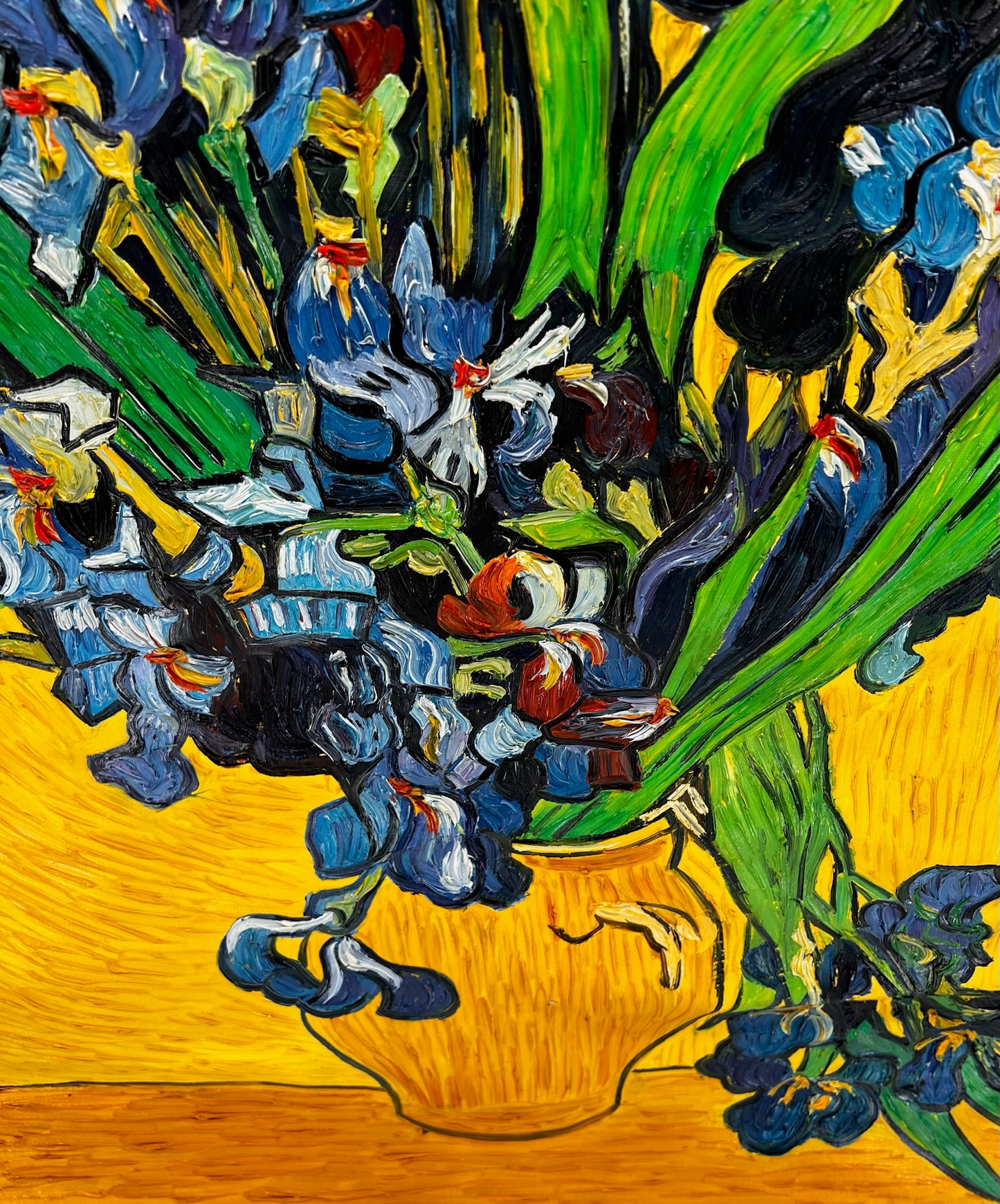 Vincent van Gogh – Vaso con iris – Pittura ad olio post-impressionista dipinta a mano su tela (92 × 73,5 cm)