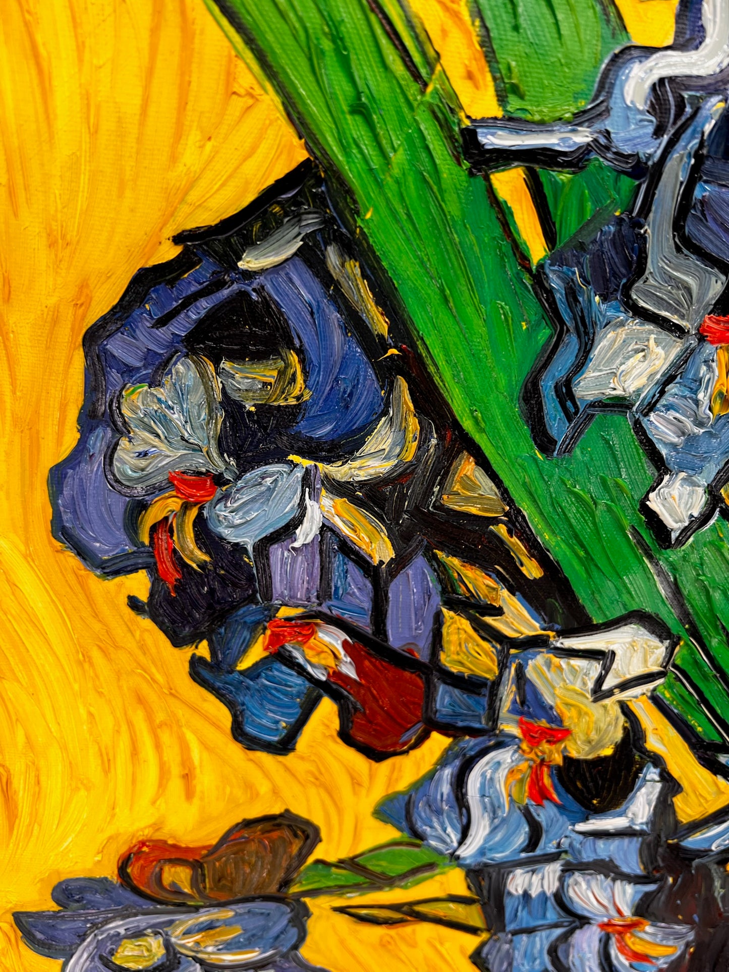 Vincent van Gogh – Vaso con iris – Pittura ad olio post-impressionista dipinta a mano su tela (92 × 73,5 cm)