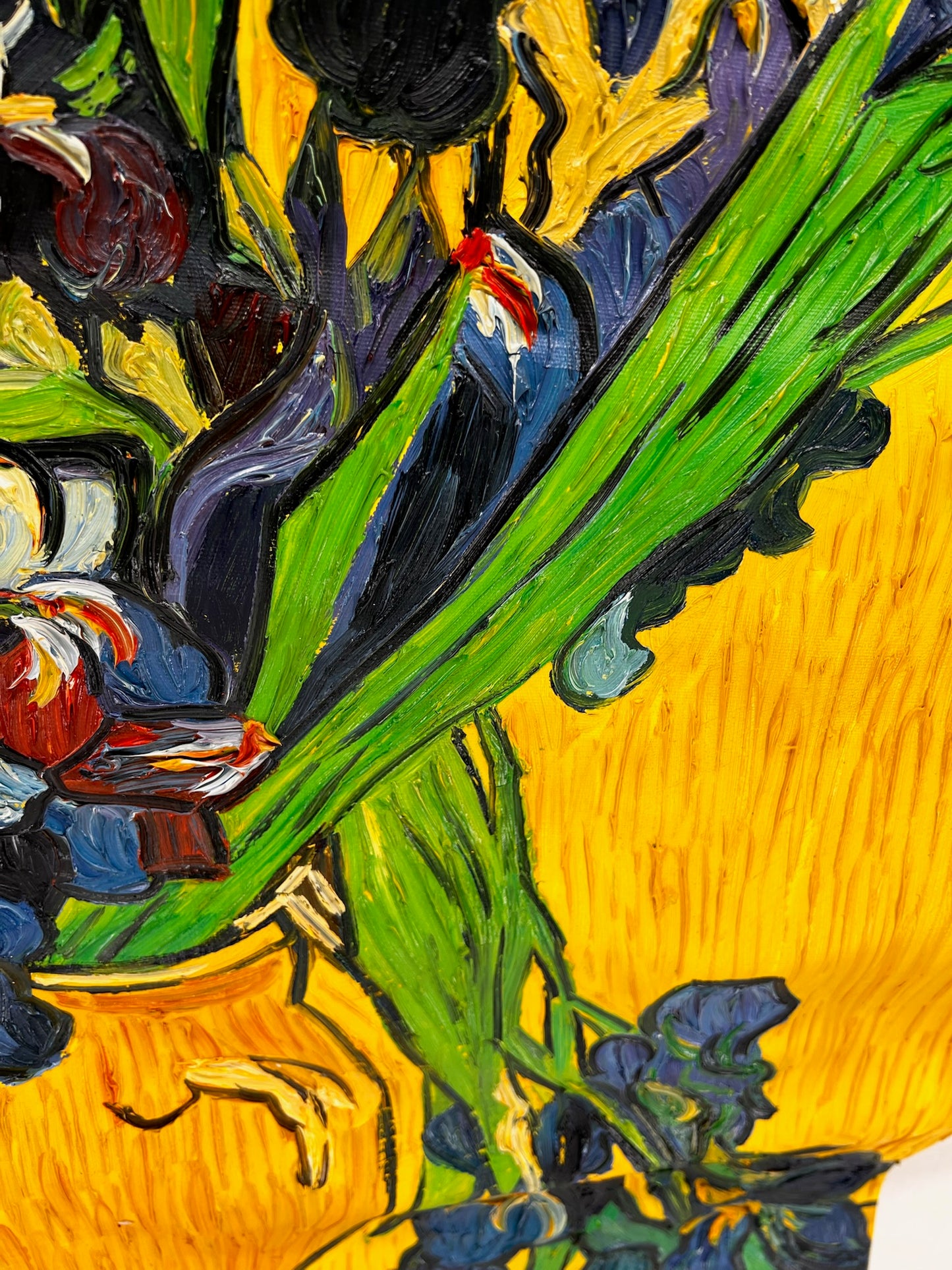 Vincent van Gogh – Vaso con iris – Pittura ad olio post-impressionista dipinta a mano su tela (92 × 73,5 cm)