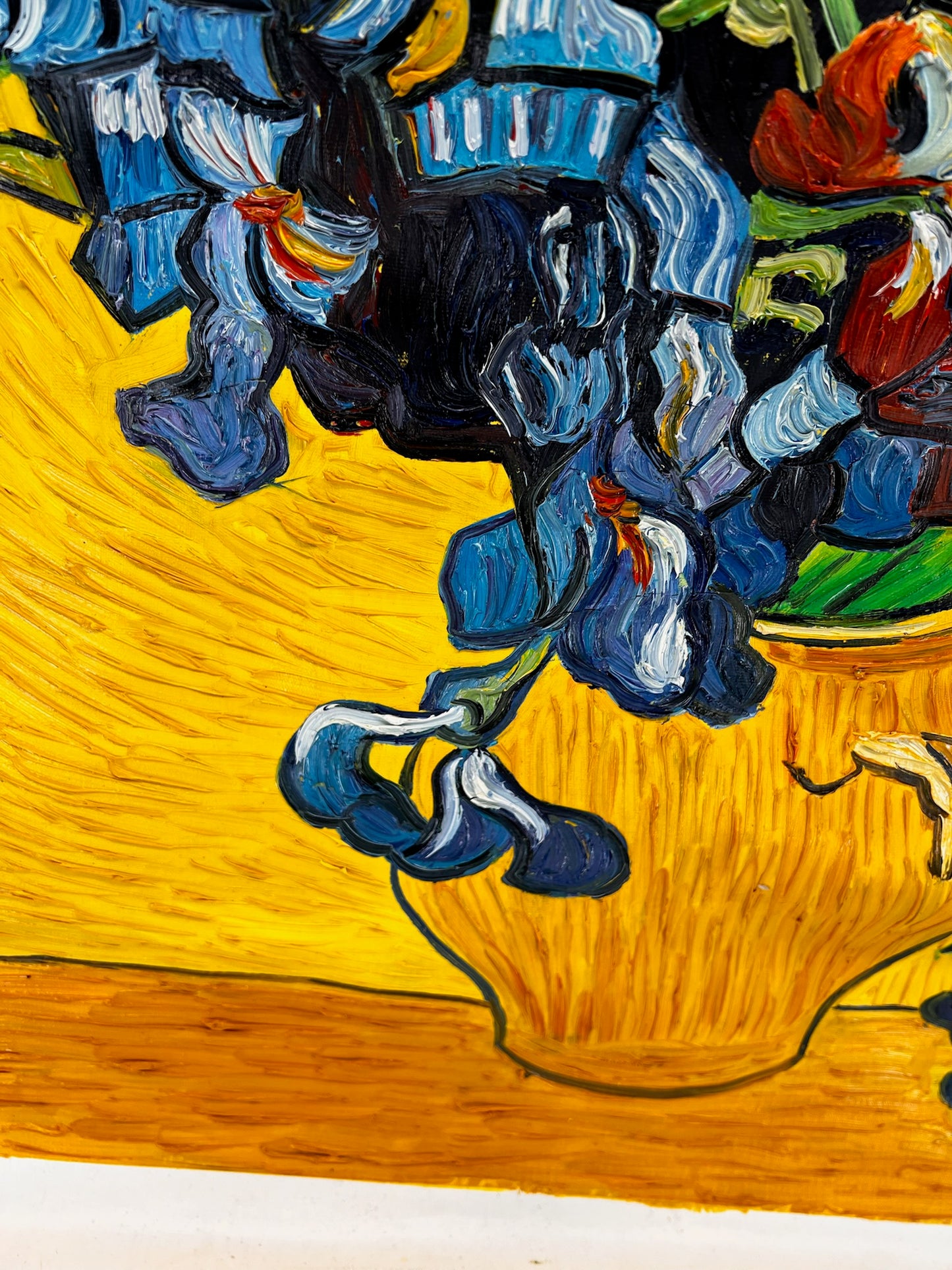 Vincent van Gogh – Vaso con iris – Pittura ad olio post-impressionista dipinta a mano su tela (92 × 73,5 cm)