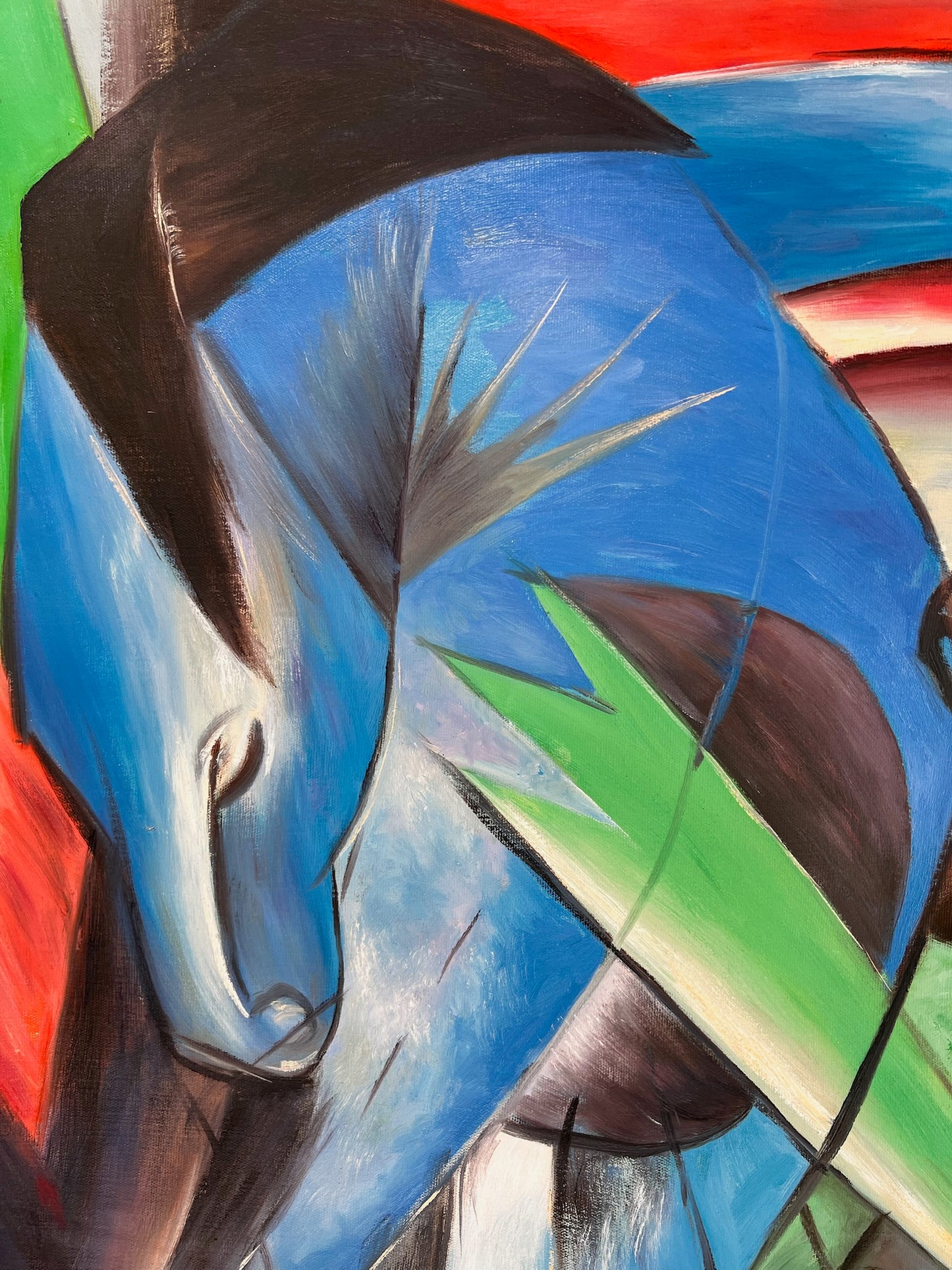 Rehe im Walde II – Pittura ad olio espressionista dipinta a mano su tela (64 × 80 cm)