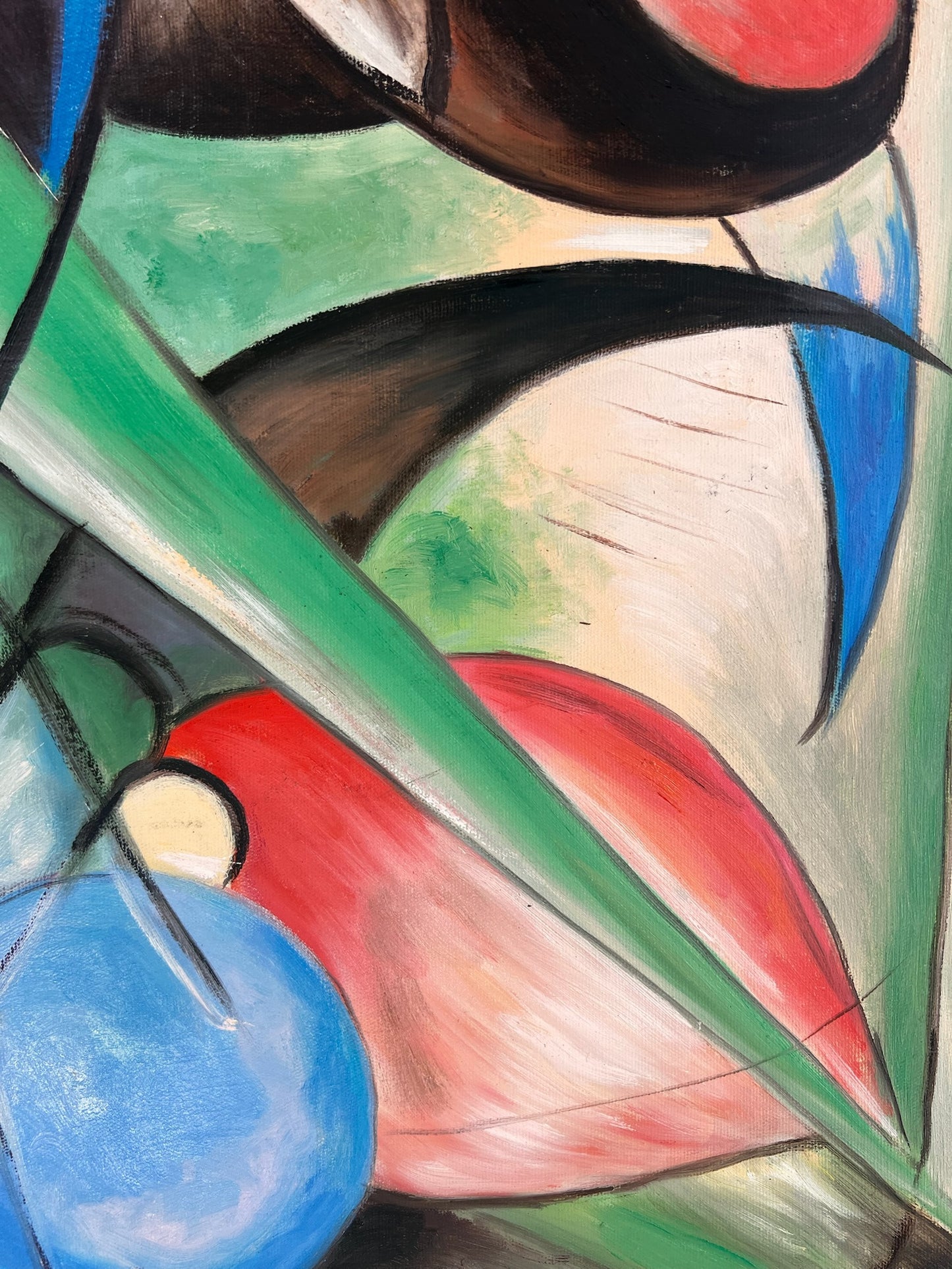 Rehe im Walde II – Pittura ad olio espressionista dipinta a mano su tela (64 × 80 cm)
