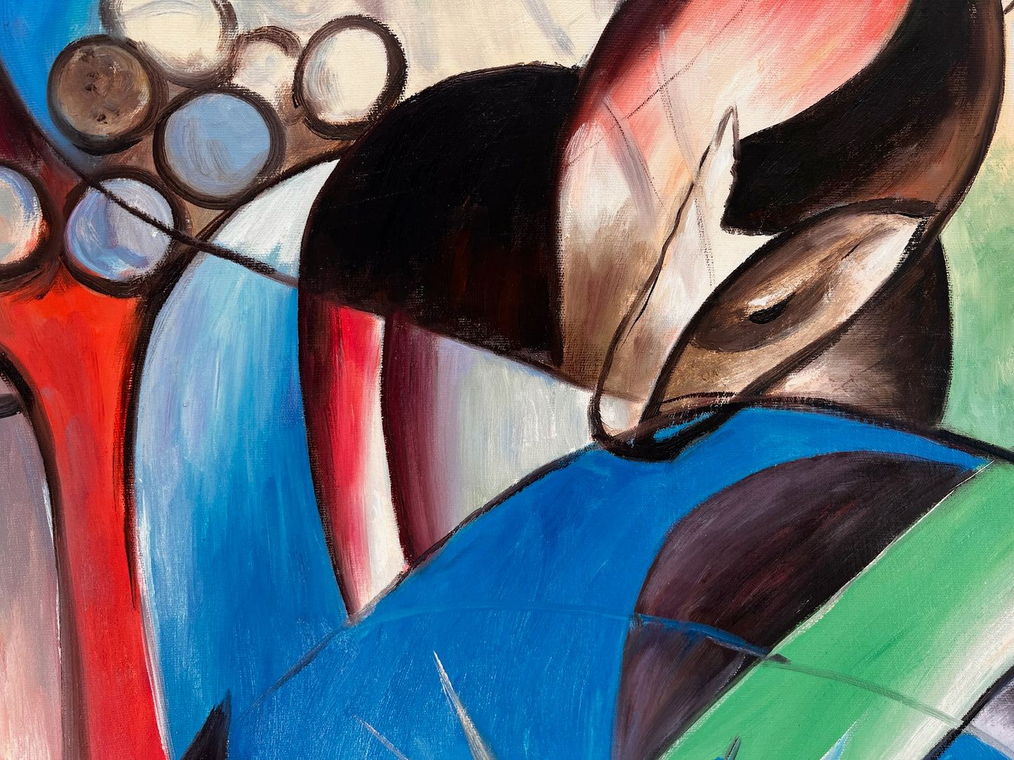 Rehe im Walde II – Pittura ad olio espressionista dipinta a mano su tela (64 × 80 cm)