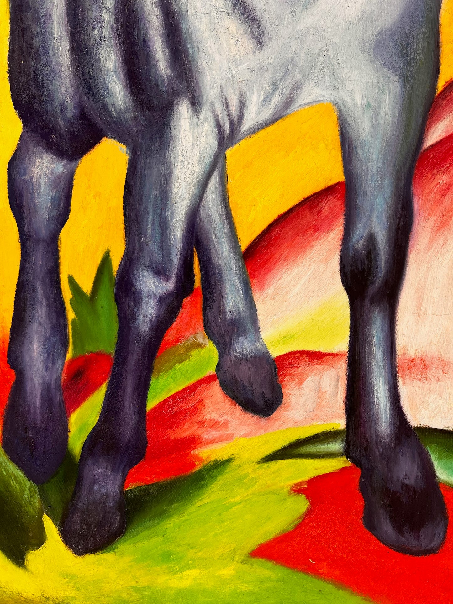 Cavallo Blu I – Dipinto espressionista a olio dipinto a mano su tela (64 × 80 cm)