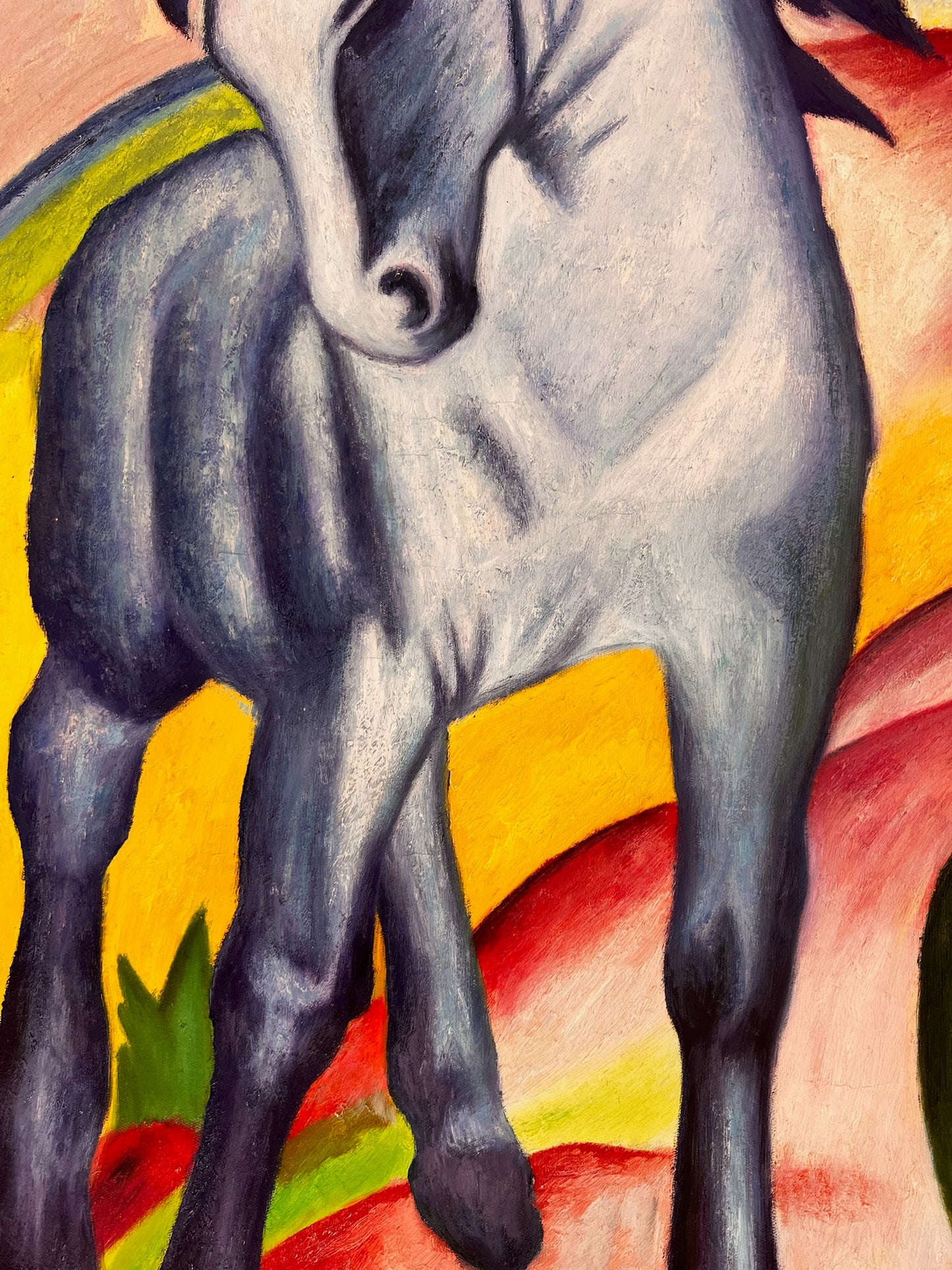 Cavallo Blu I – Dipinto espressionista a olio dipinto a mano su tela (64 × 80 cm)