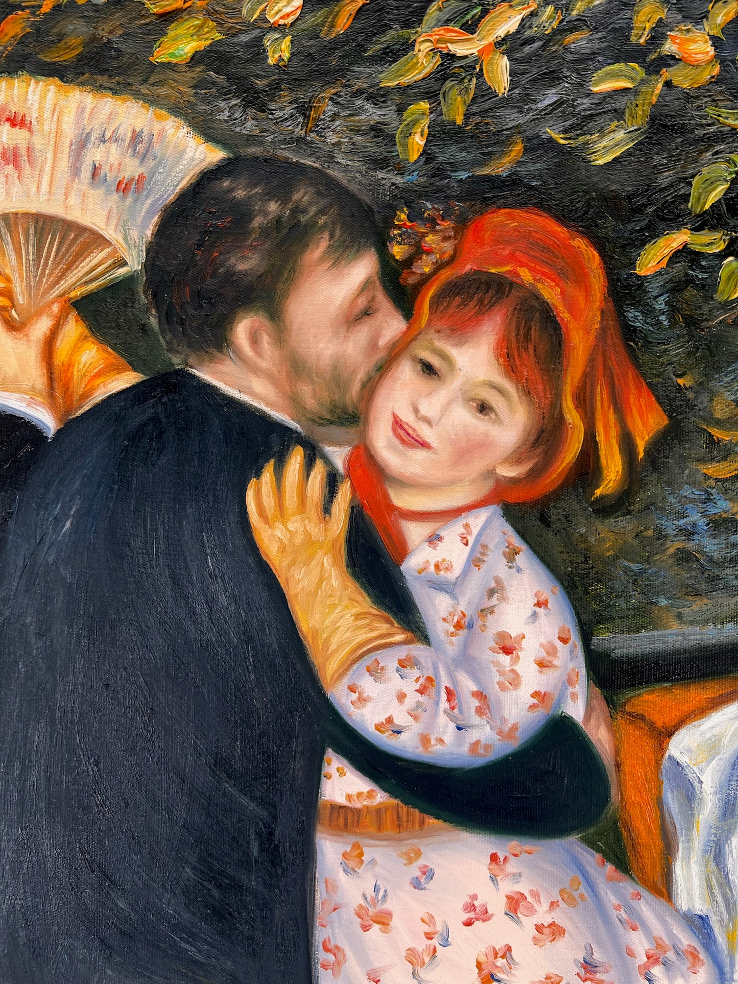 Danza a Bougival (da Pierre-Auguste Renoir) – Olio su tela impressionista dipinto a mano (60 × 80 cm, incorniciato)