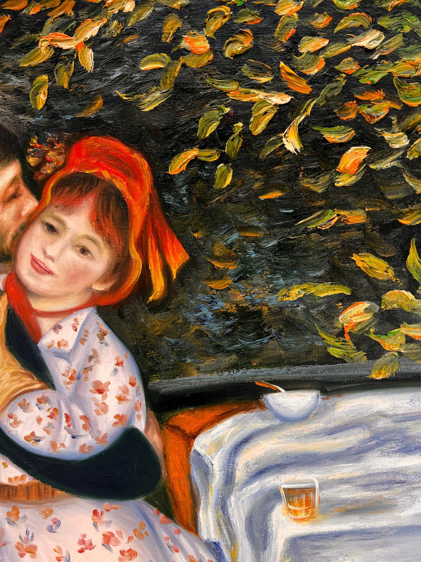 Danza a Bougival (da Pierre-Auguste Renoir) – Olio su tela impressionista dipinto a mano (60 × 80 cm, incorniciato)