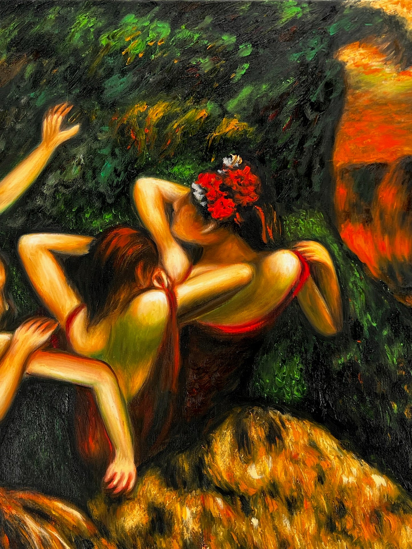 I Danzaori alla Luce del Sole – Dipinto ad Olio Impressionista su Tela Dipinta a Mano (60 × 80 cm)