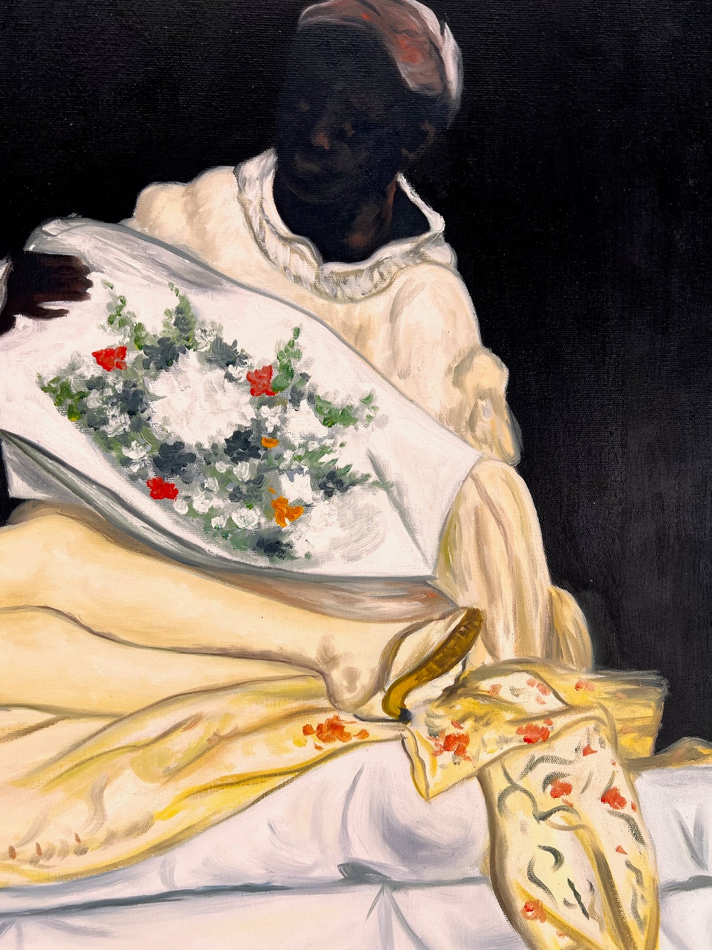 Olympia – Pittura ad olio realistica dipinta a mano su tela (64 × 80 cm)