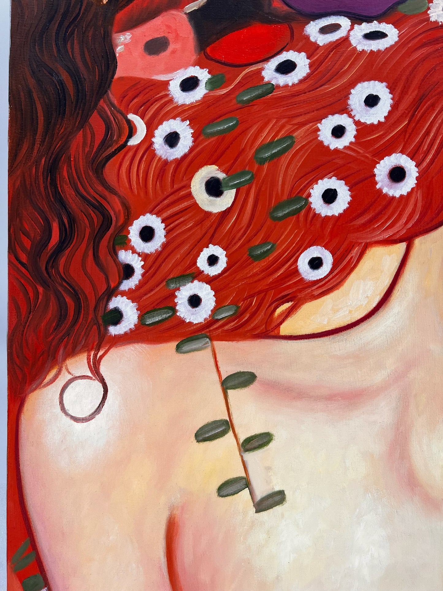Mutter und Kind – Pittura ad olio simbolista dipinta a mano su tela (60 × 80 cm)