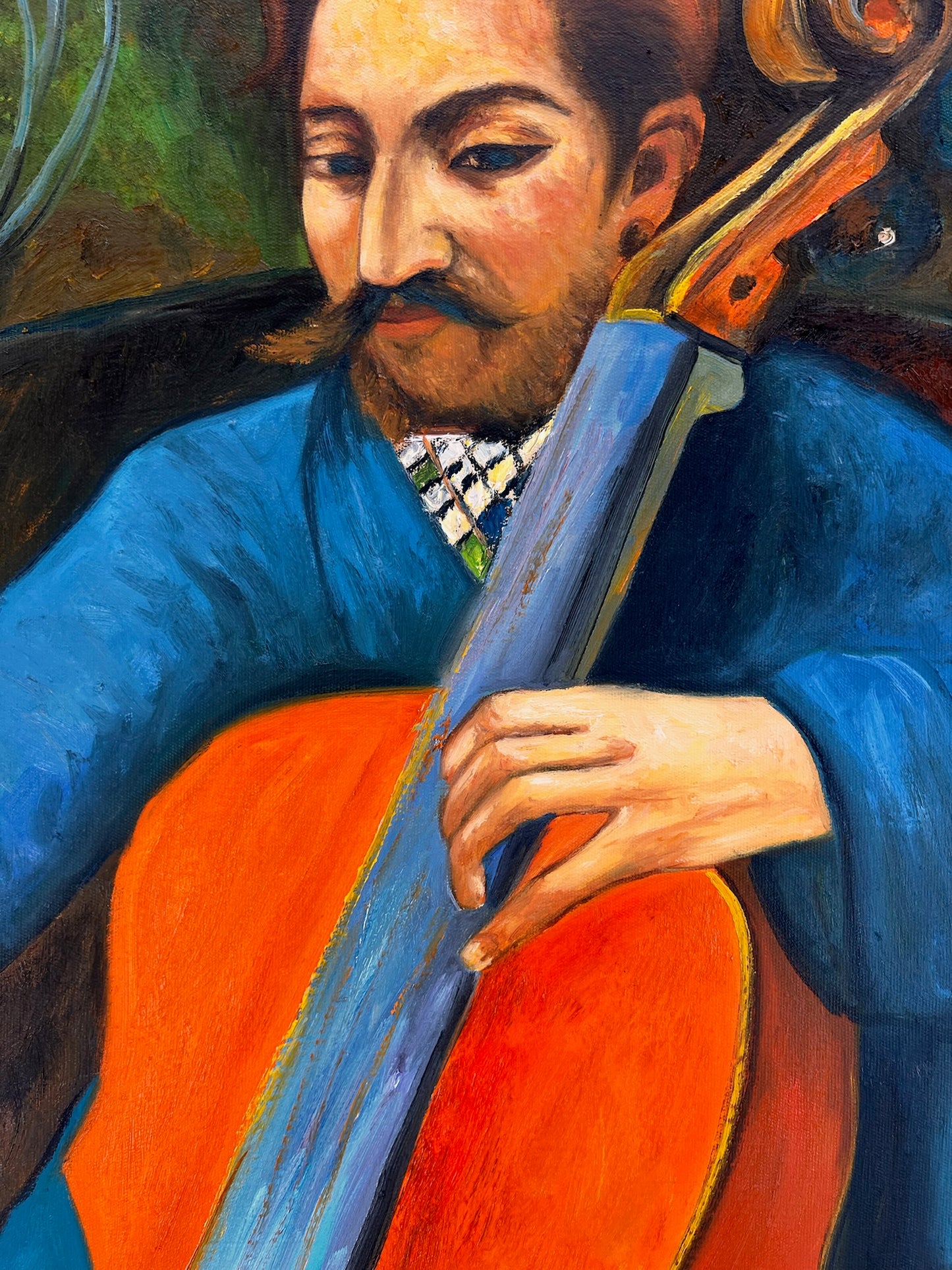 Ritratto di un Violoncellista – Dipinto a Olio Post-Impressionista Dipinto a Mano su Tela (60 × 80 cm)