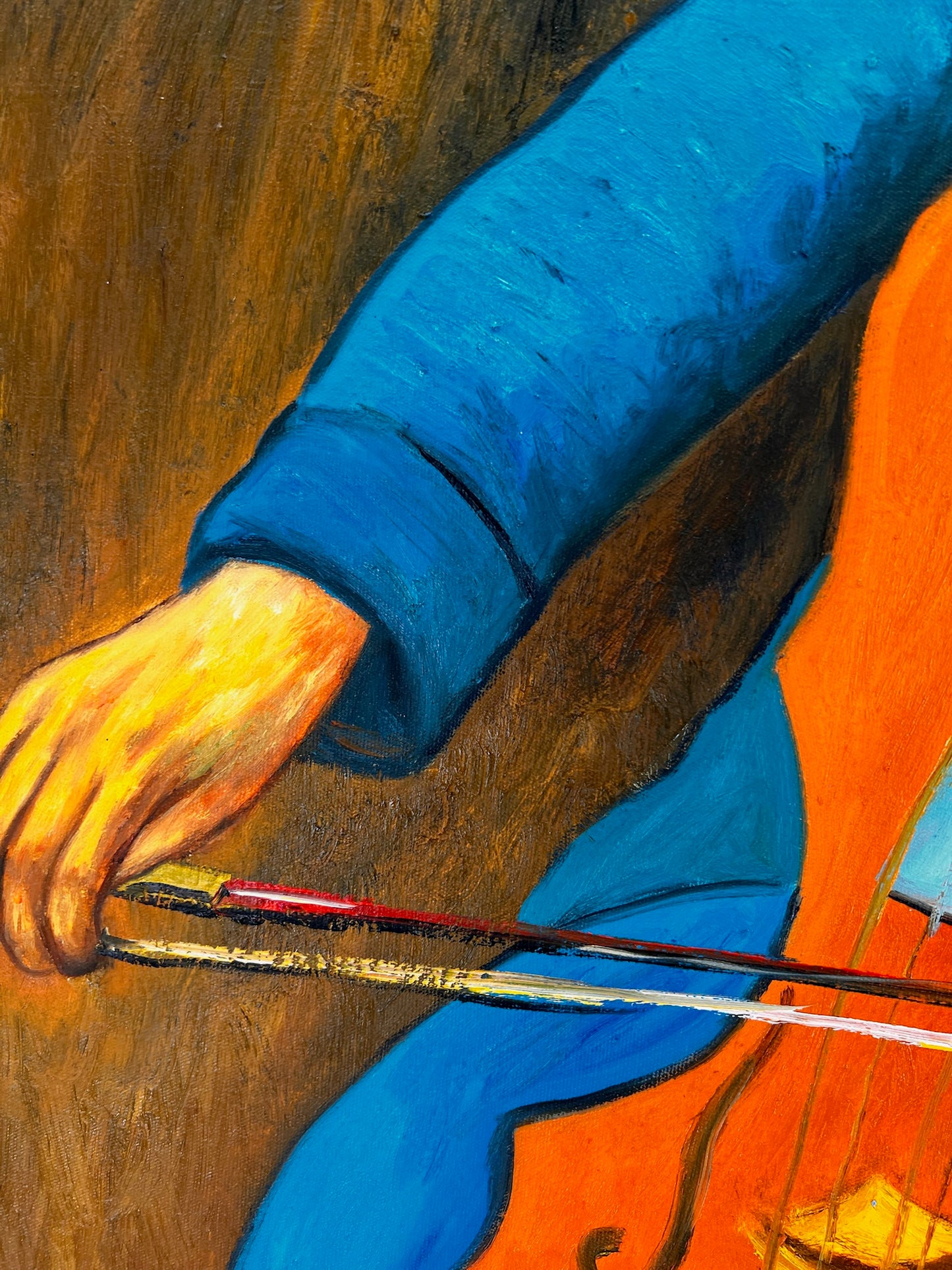 Ritratto di un Violoncellista – Dipinto a Olio Post-Impressionista Dipinto a Mano su Tela (60 × 80 cm)