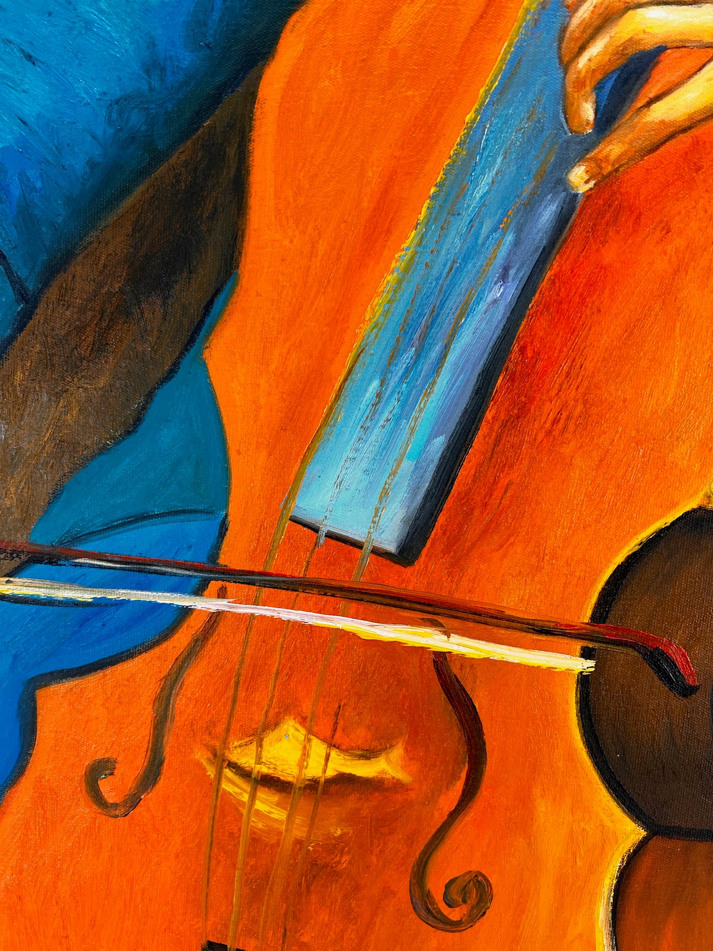Ritratto di un Violoncellista – Dipinto a Olio Post-Impressionista Dipinto a Mano su Tela (60 × 80 cm)