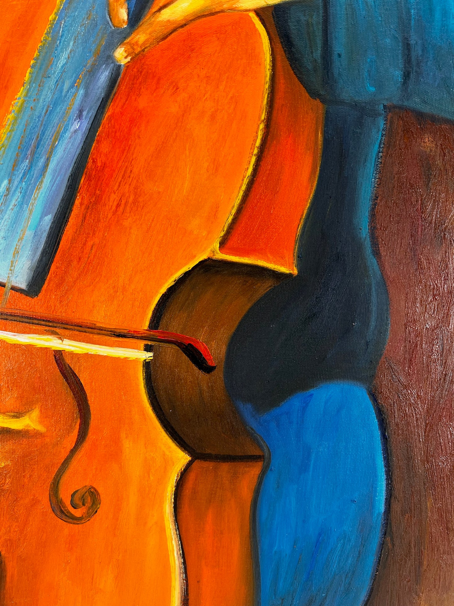 Ritratto di un Violoncellista – Dipinto a Olio Post-Impressionista Dipinto a Mano su Tela (60 × 80 cm)