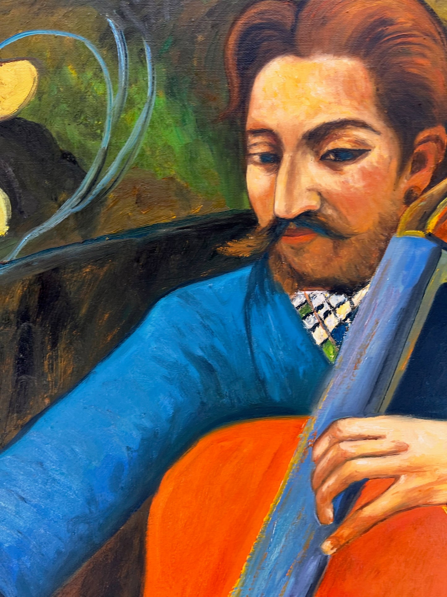 Ritratto di un Violoncellista – Dipinto a Olio Post-Impressionista Dipinto a Mano su Tela (60 × 80 cm)