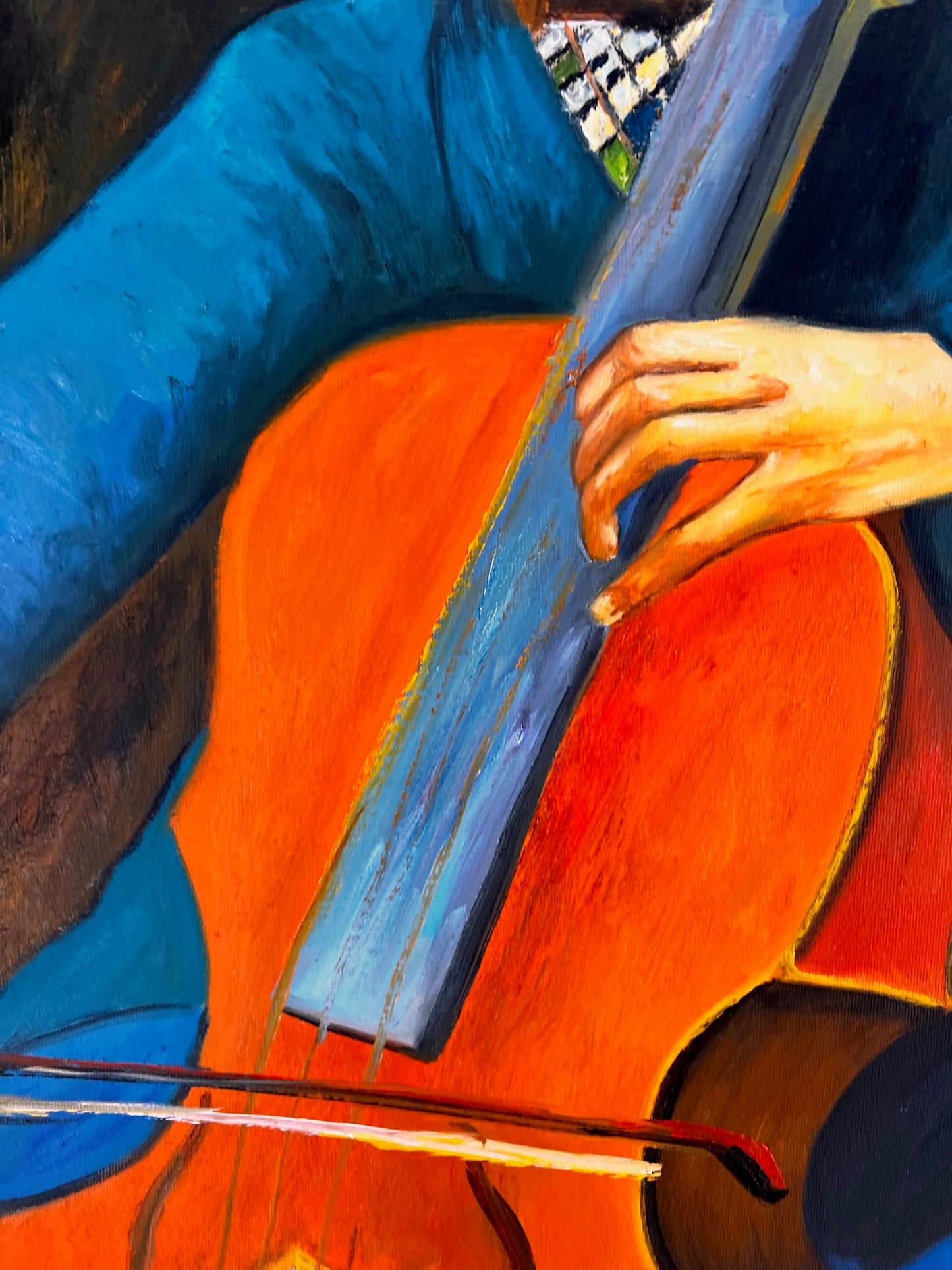 Ritratto di un Violoncellista – Dipinto a Olio Post-Impressionista Dipinto a Mano su Tela (60 × 80 cm)