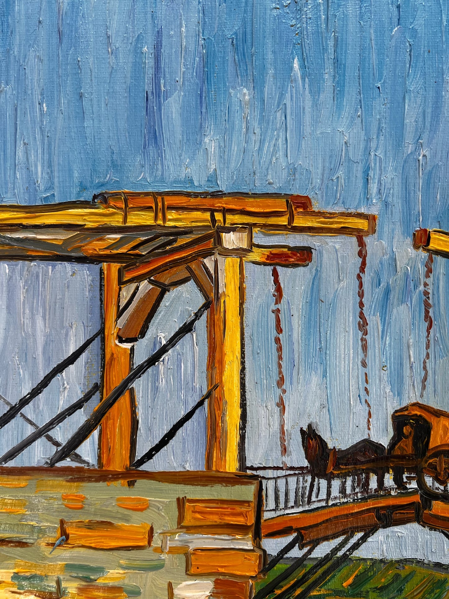 Il Ponte Langlois (di Vincent van Gogh) – Dipinto a olio post-impressionista dipinto a mano su tela (60 × 65 cm)
