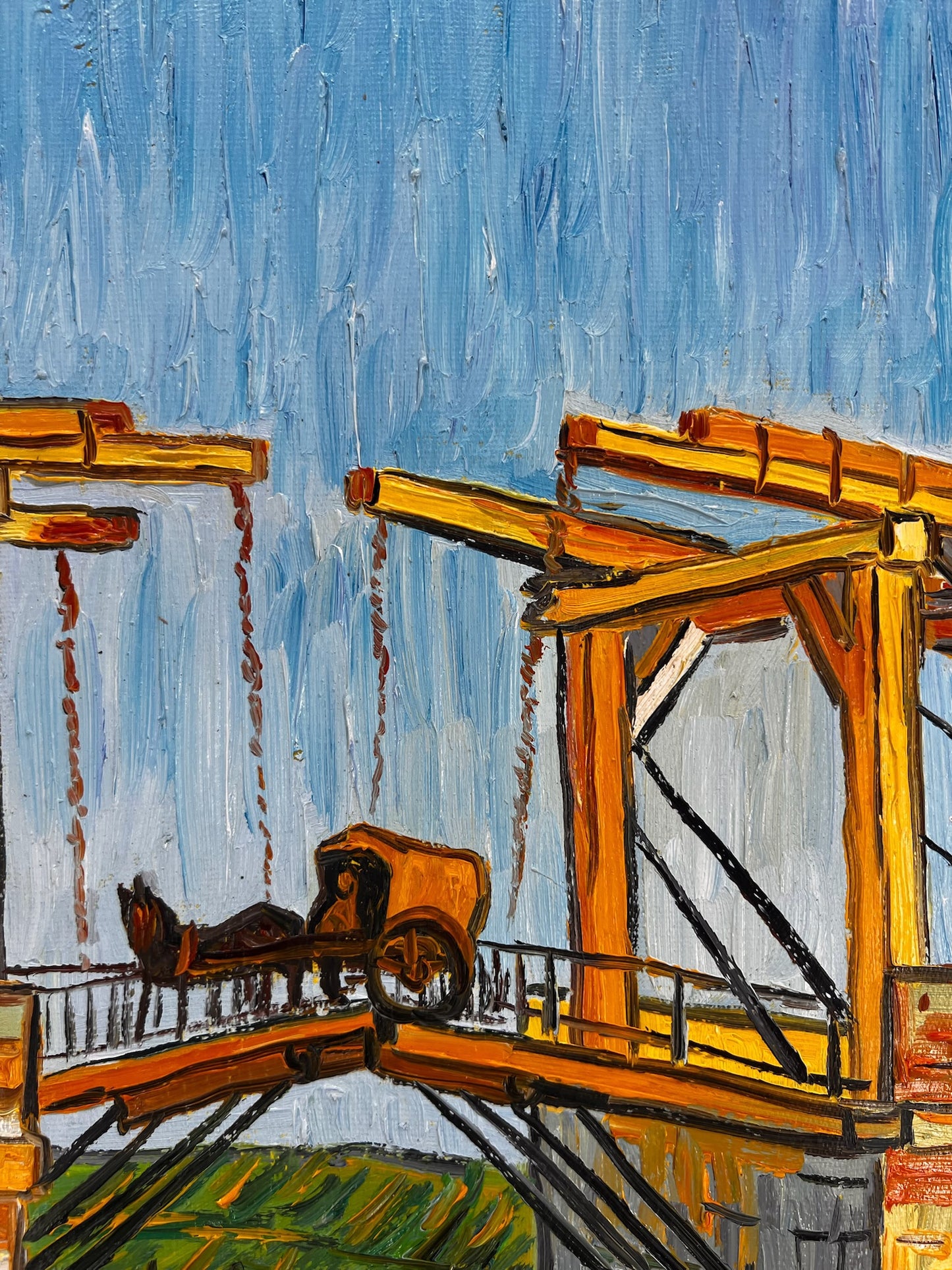 Il Ponte Langlois (di Vincent van Gogh) – Dipinto a olio post-impressionista dipinto a mano su tela (60 × 65 cm)