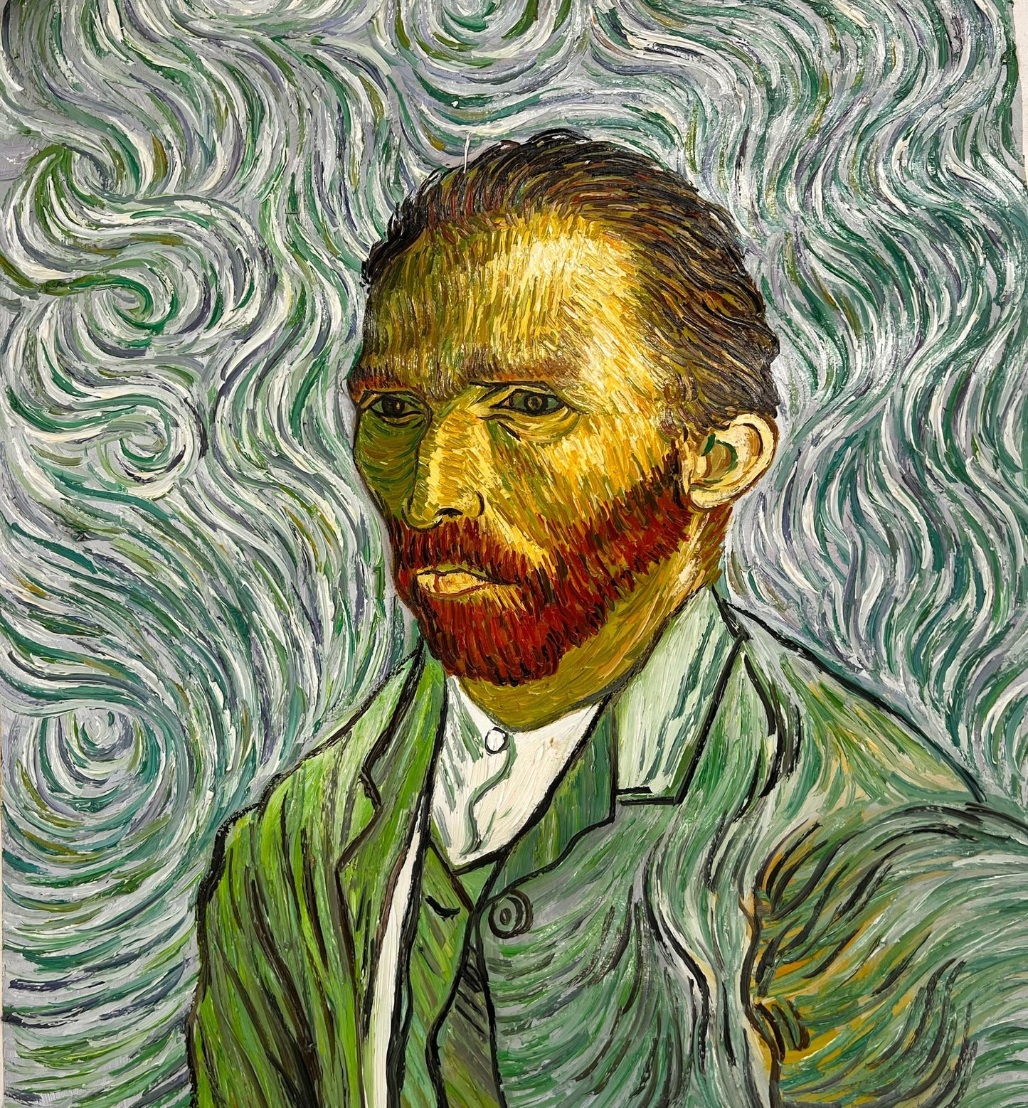 Autoritratto – Dipinto a olio post-impressionista dipinto a mano su tela (65 × 54 cm)