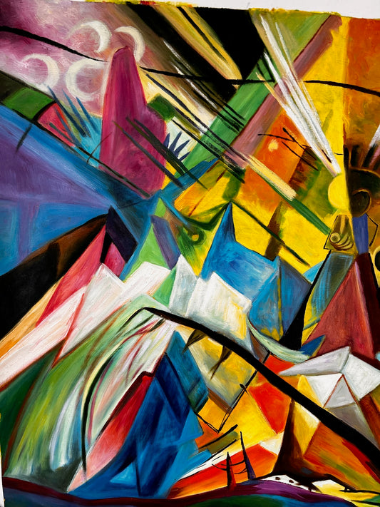 Tirolo (di Franz Marc) – Olio su tela espressionista dipinto a mano (60 × 80 cm, consegnato arrotolato)