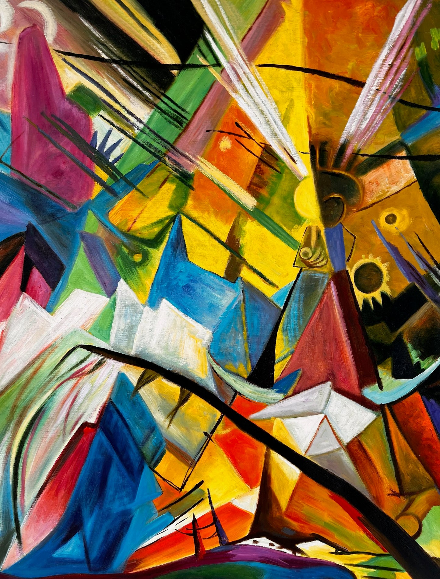 Tirolo (di Franz Marc) – Olio su tela espressionista dipinto a mano (60 × 80 cm, consegnato arrotolato)