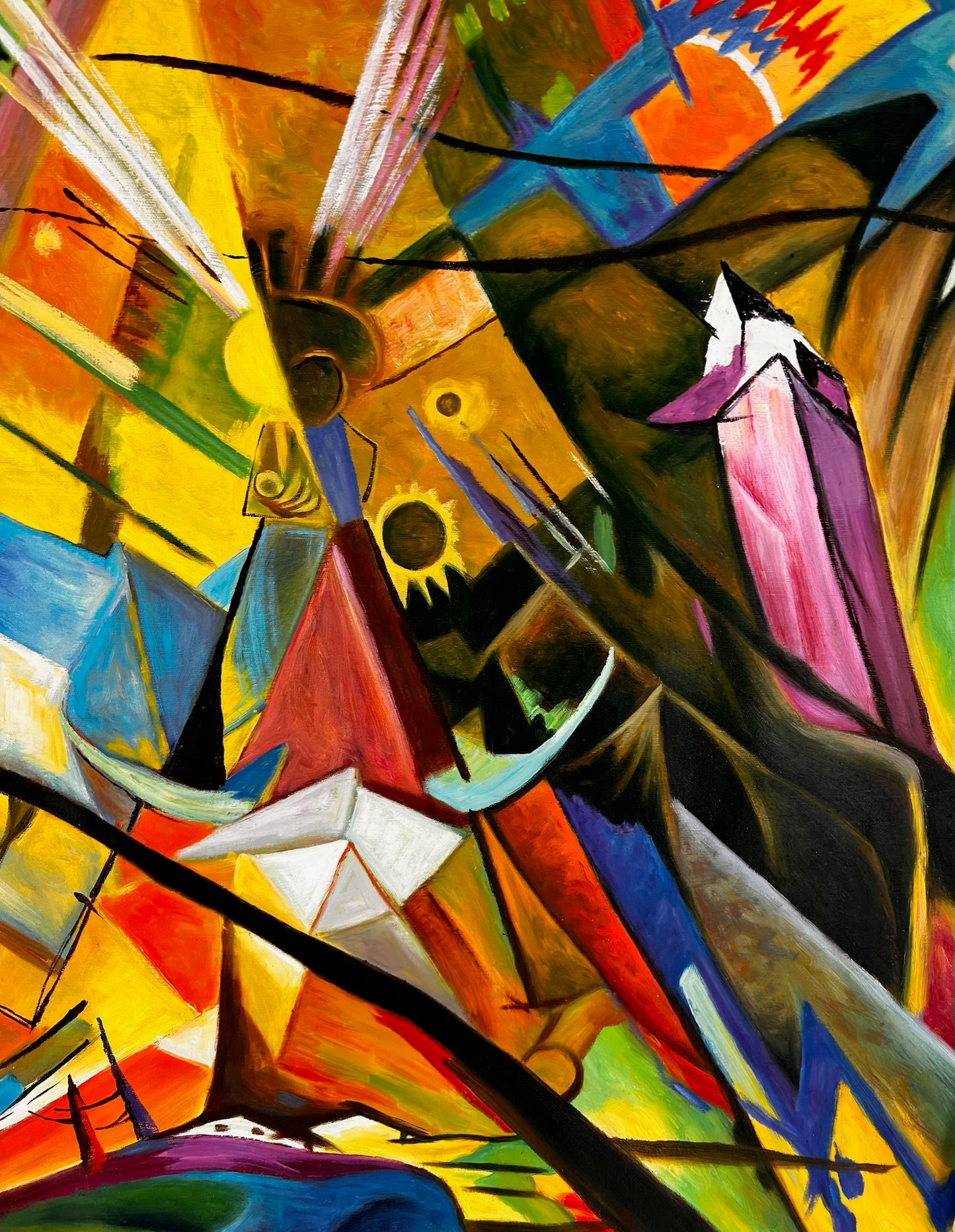 Tirolo (di Franz Marc) – Olio su tela espressionista dipinto a mano (60 × 80 cm, consegnato arrotolato)