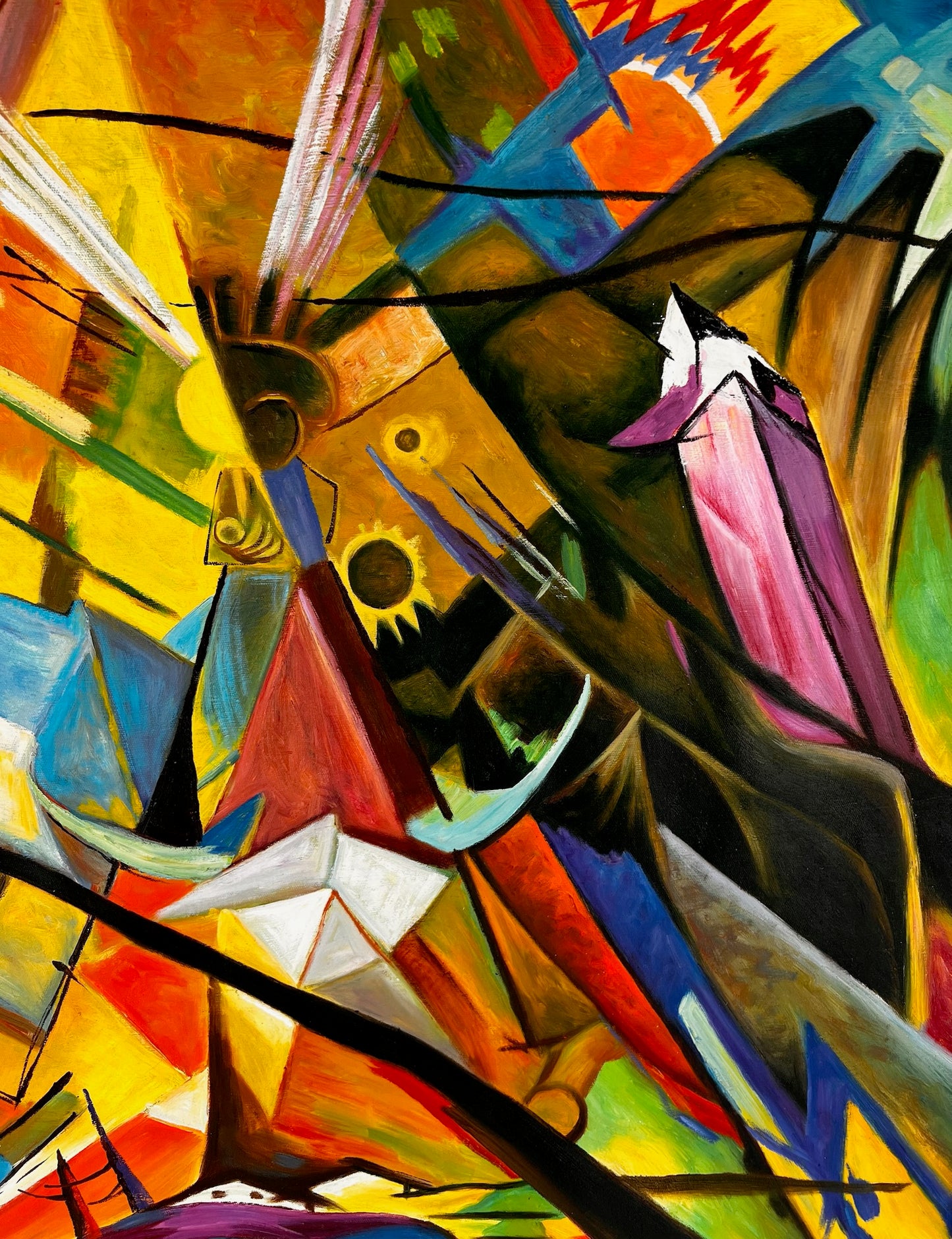 Tirolo (di Franz Marc) – Olio su tela espressionista dipinto a mano (60 × 80 cm, consegnato arrotolato)