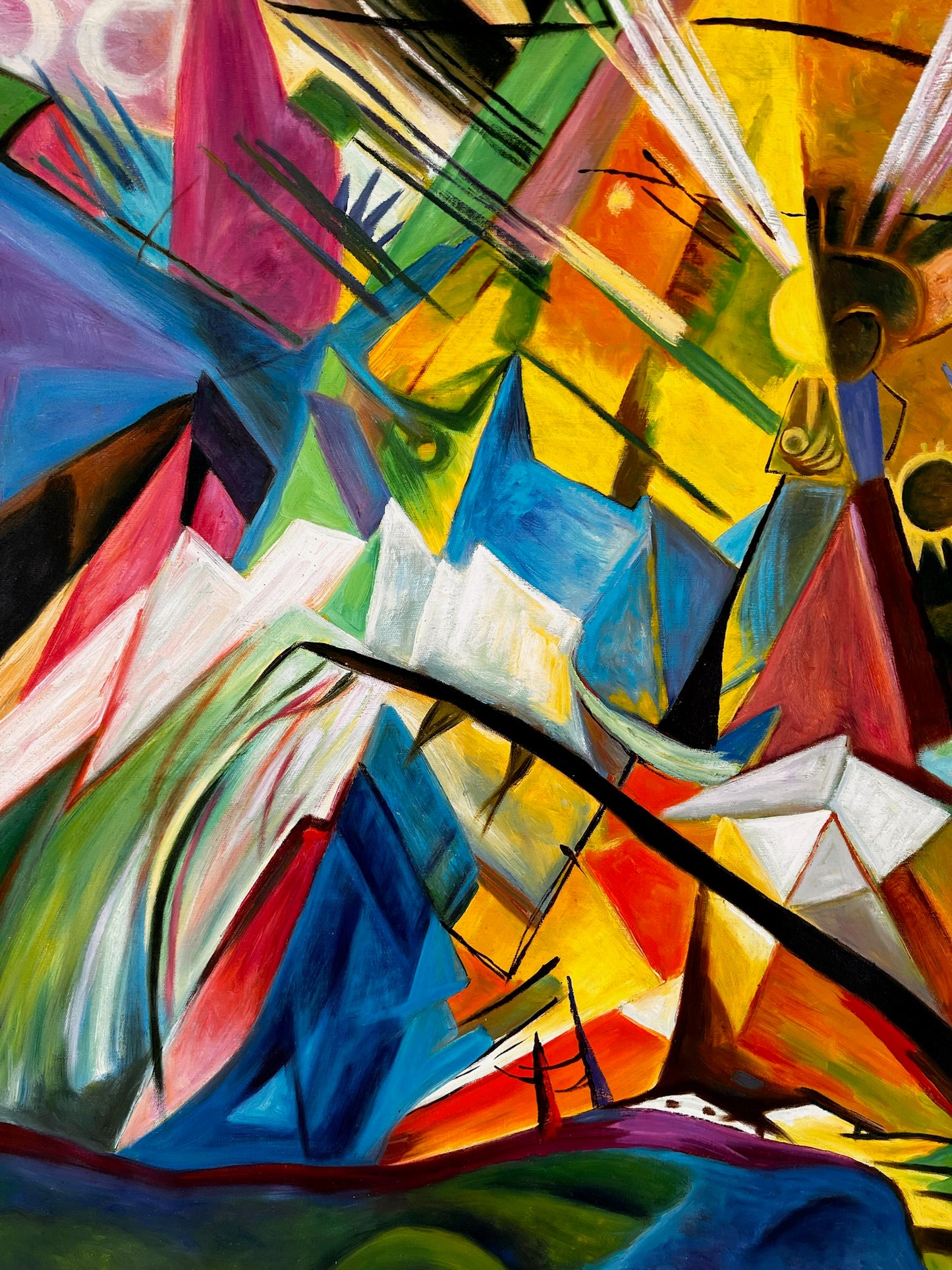 Tirolo (di Franz Marc) – Olio su tela espressionista dipinto a mano (60 × 80 cm, consegnato arrotolato)