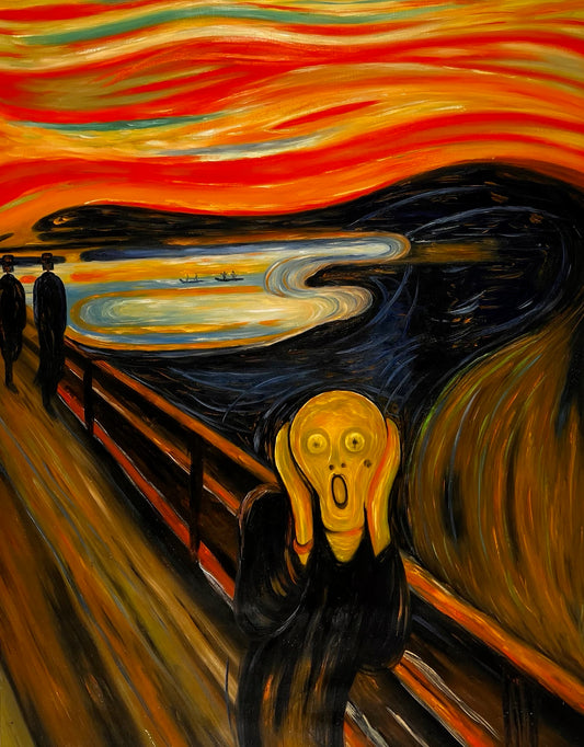 L'Urlo (di Edvard Munch) – Olio su tela espressionista dipinto a mano (consegnato arrotolato)