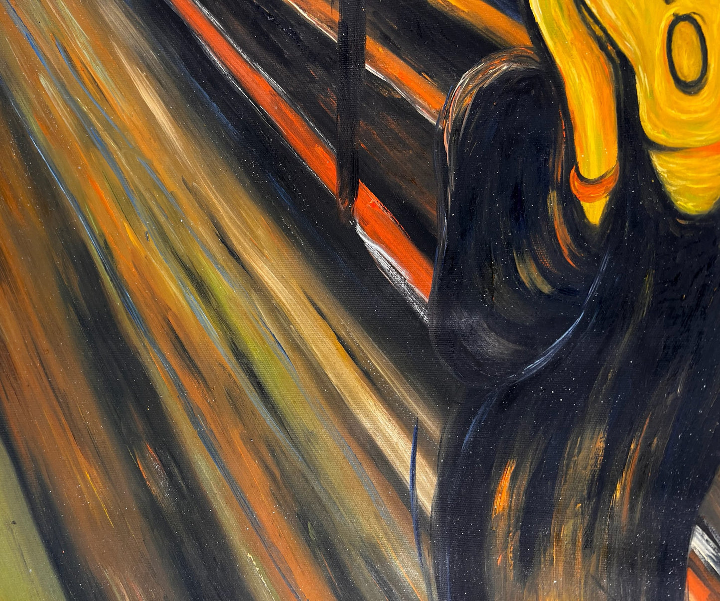 L'Urlo (di Edvard Munch) – Olio su tela espressionista dipinto a mano (consegnato arrotolato)