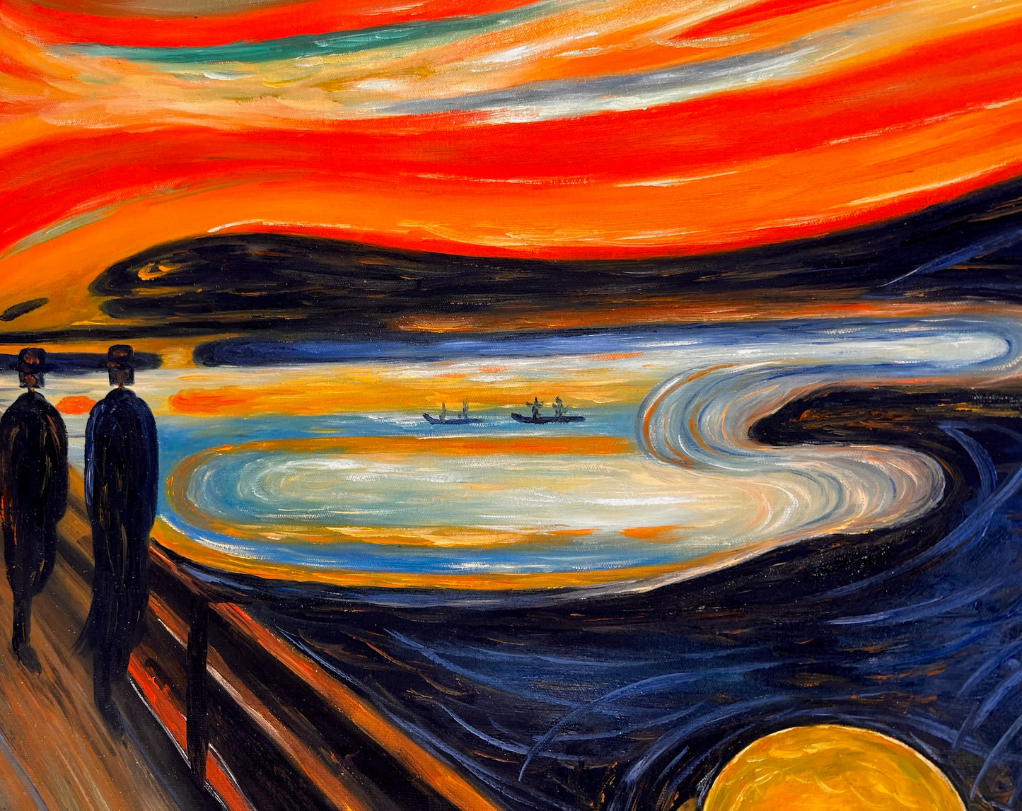 L'Urlo (di Edvard Munch) – Olio su tela espressionista dipinto a mano (consegnato arrotolato)