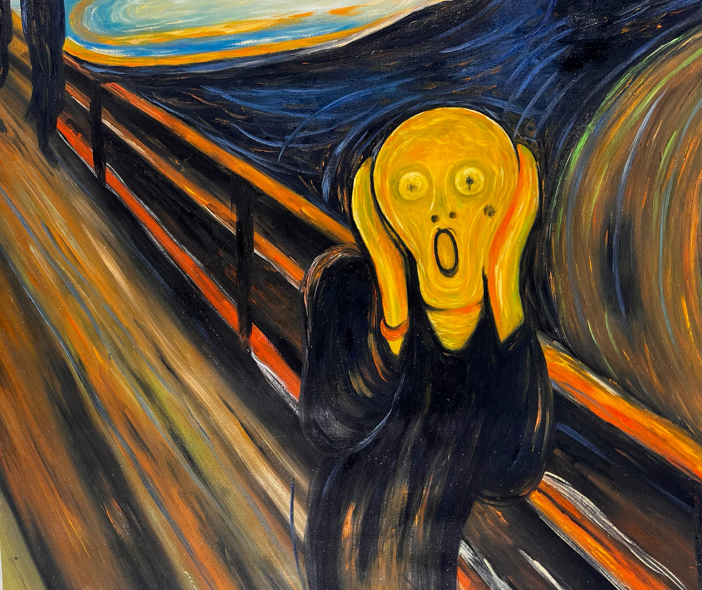 L'Urlo (di Edvard Munch) – Olio su tela espressionista dipinto a mano (consegnato arrotolato)