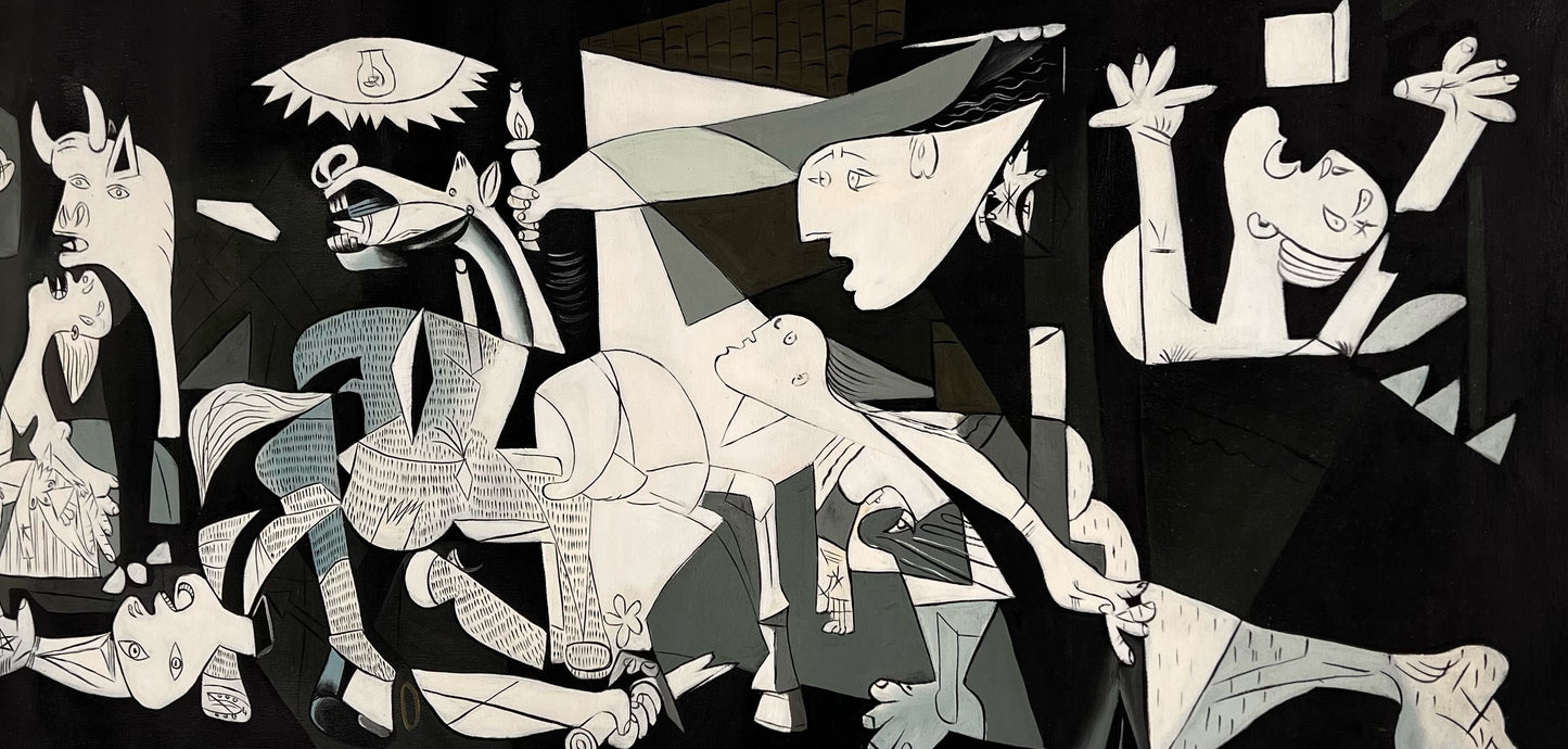 Guernica – Dipinto cubista a olio dipinto a mano su tela (50 × 100 cm)