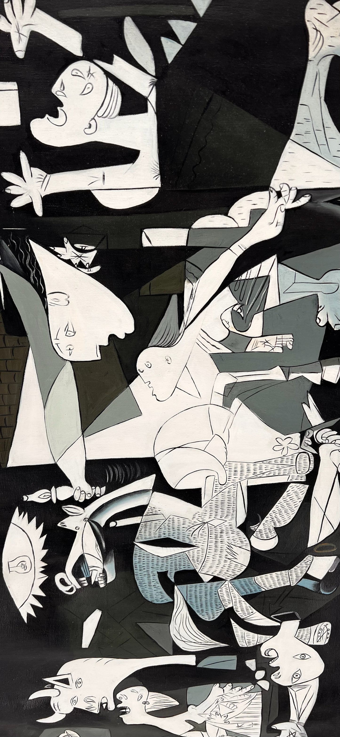 Guernica – Dipinto cubista a olio dipinto a mano su tela (50 × 100 cm)