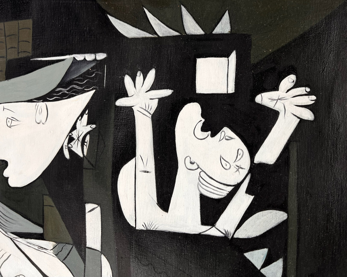 Guernica – Dipinto cubista a olio dipinto a mano su tela (50 × 100 cm)