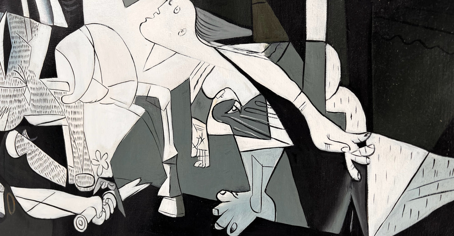 Guernica – Dipinto cubista a olio dipinto a mano su tela (50 × 100 cm)