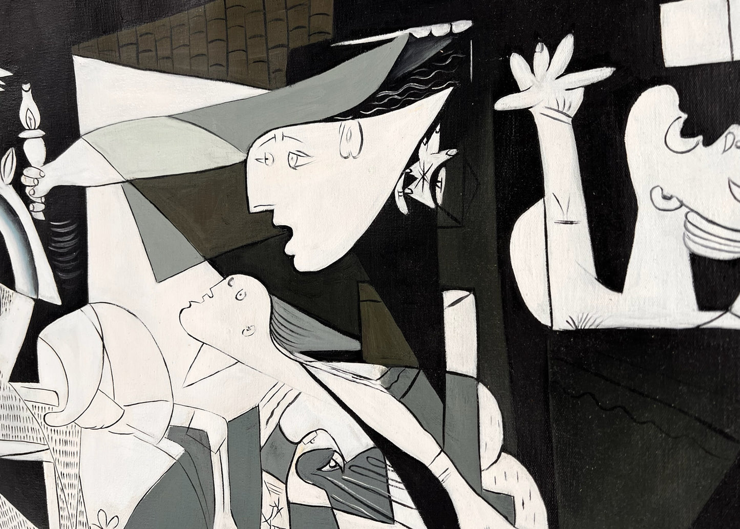 Guernica – Dipinto cubista a olio dipinto a mano su tela (50 × 100 cm)