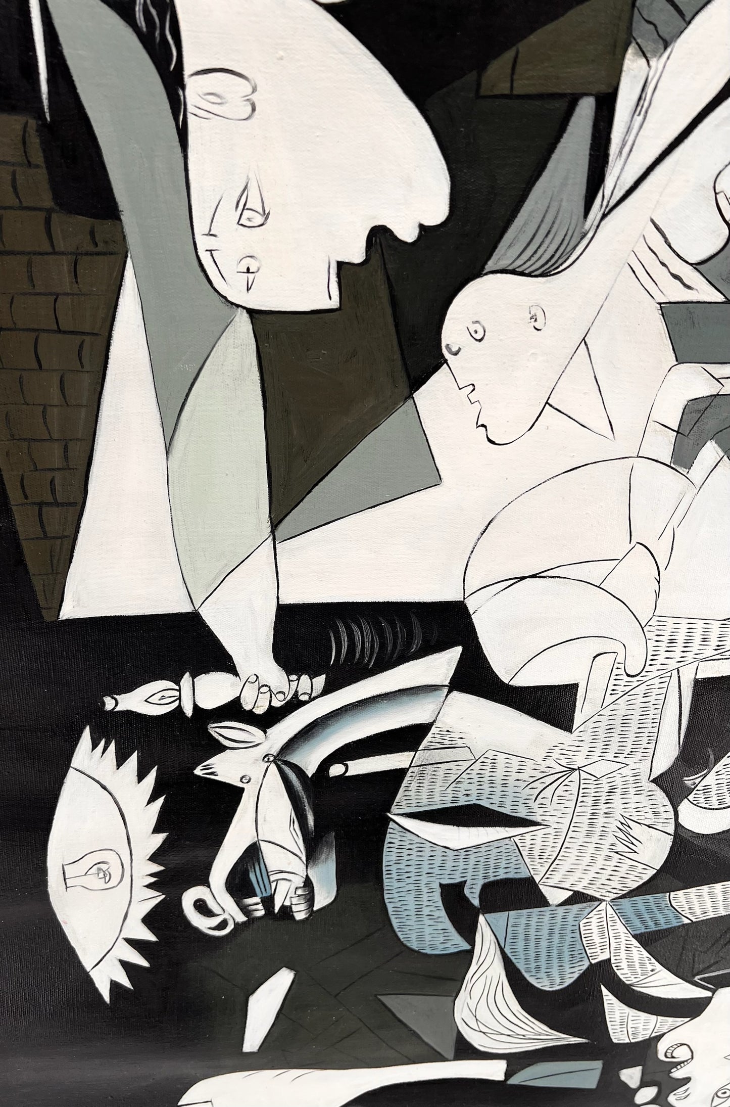 Guernica – Dipinto cubista a olio dipinto a mano su tela (50 × 100 cm)