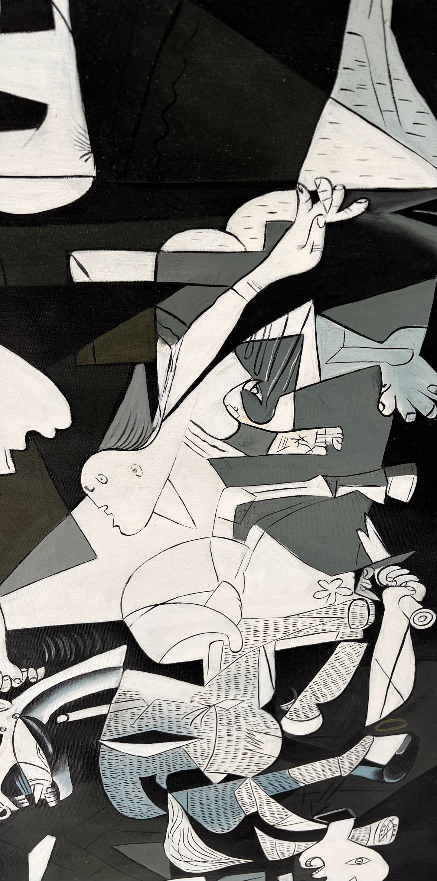 Guernica – Dipinto cubista a olio dipinto a mano su tela (50 × 100 cm)