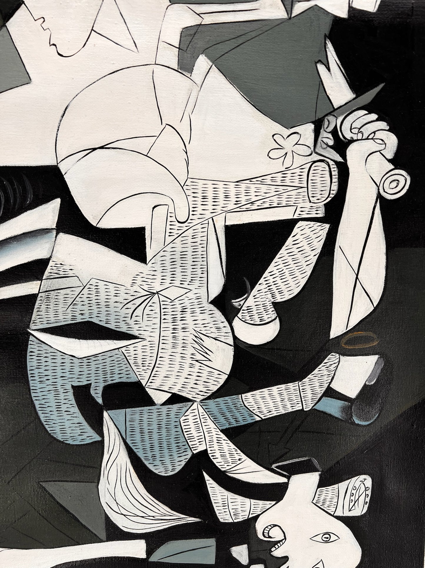 Guernica – Dipinto cubista a olio dipinto a mano su tela (50 × 100 cm)
