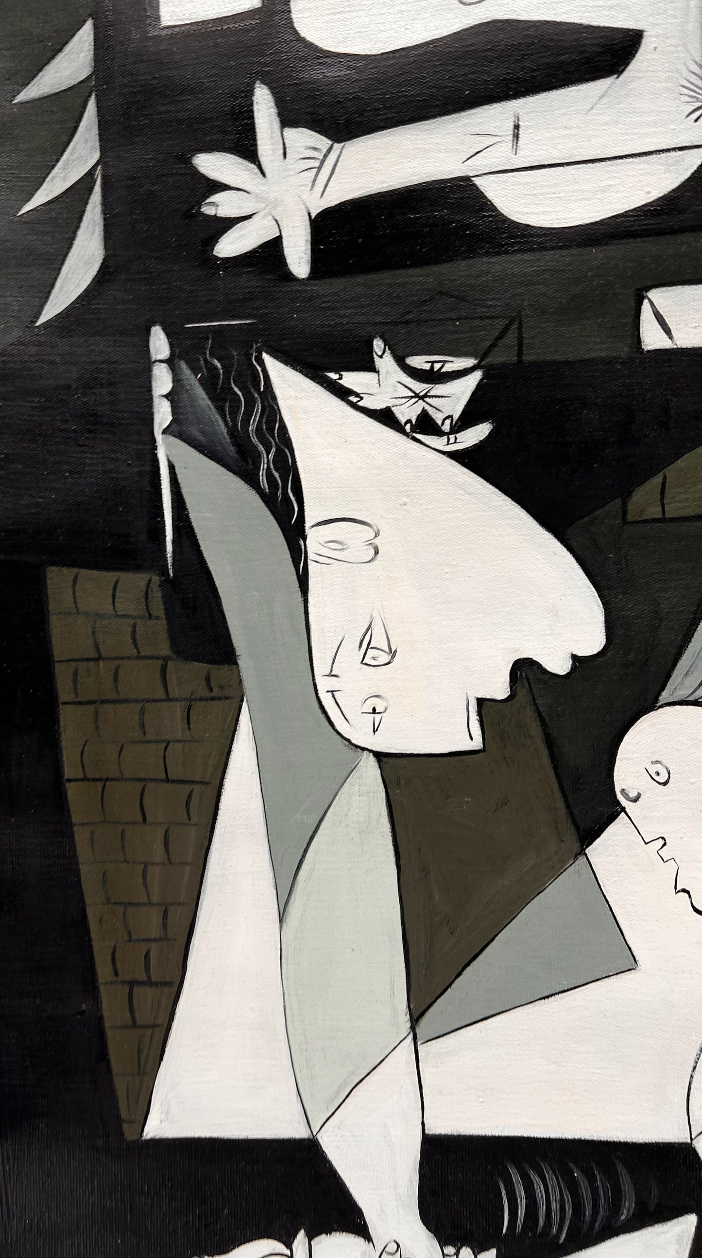 Guernica – Dipinto cubista a olio dipinto a mano su tela (50 × 100 cm)