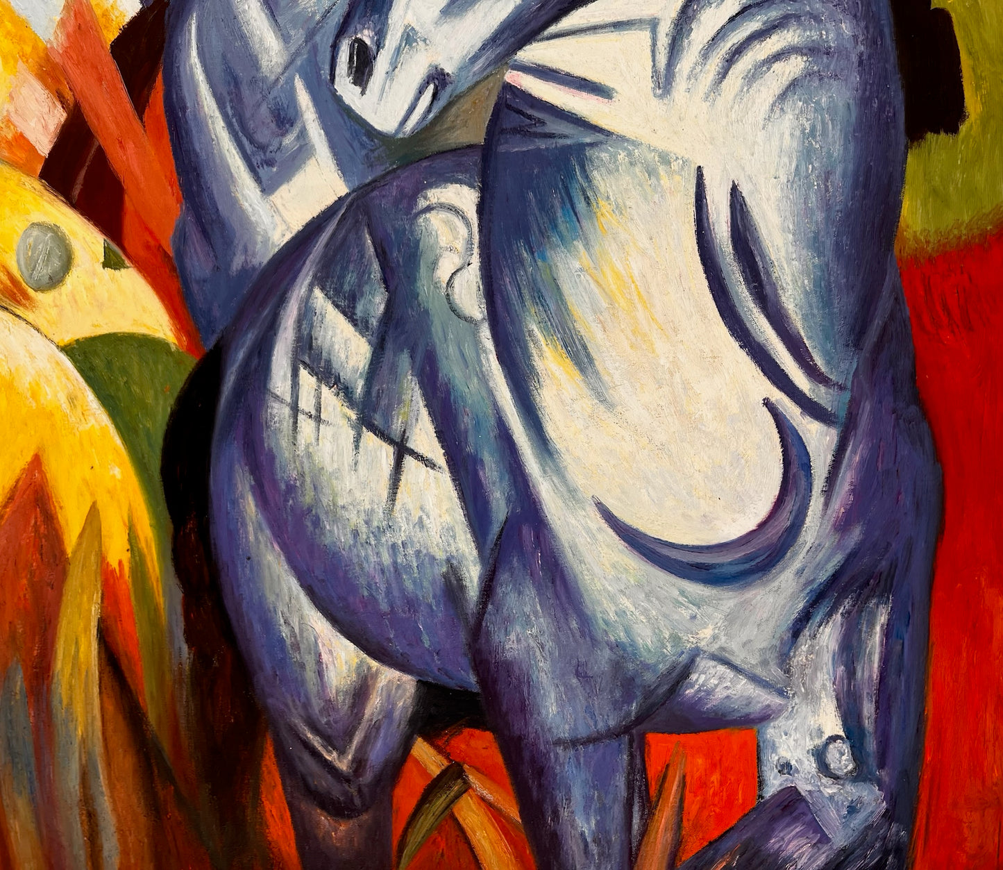 La Torre dei Cavalli Blu – Dipinto a Olio Espressionista Dipinto a Mano su Tela (60 × 80 cm)