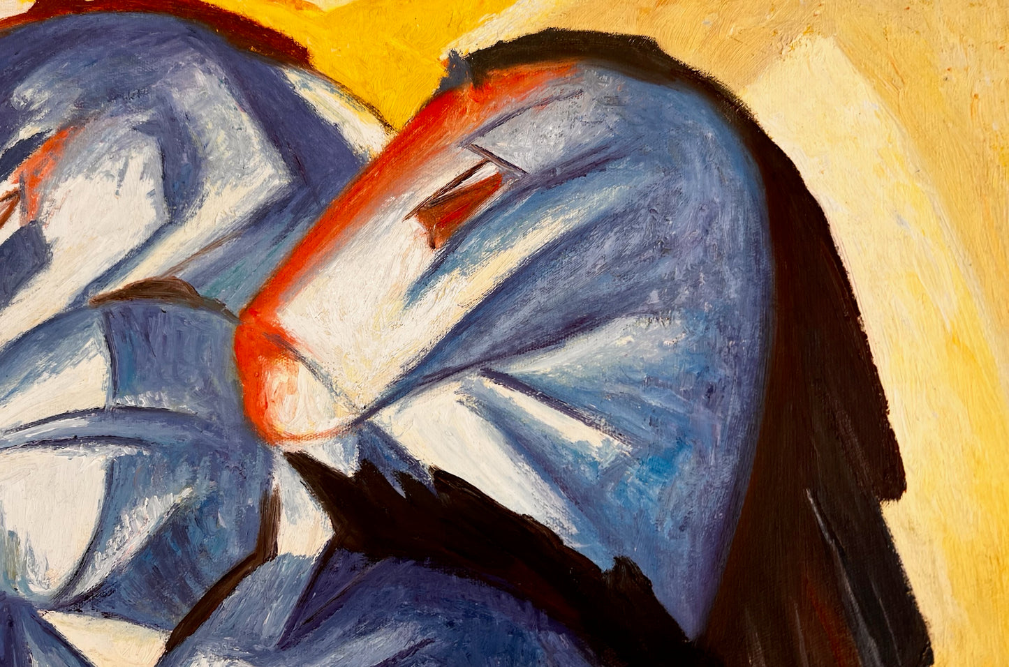 La Torre dei Cavalli Blu – Dipinto a Olio Espressionista Dipinto a Mano su Tela (60 × 80 cm)