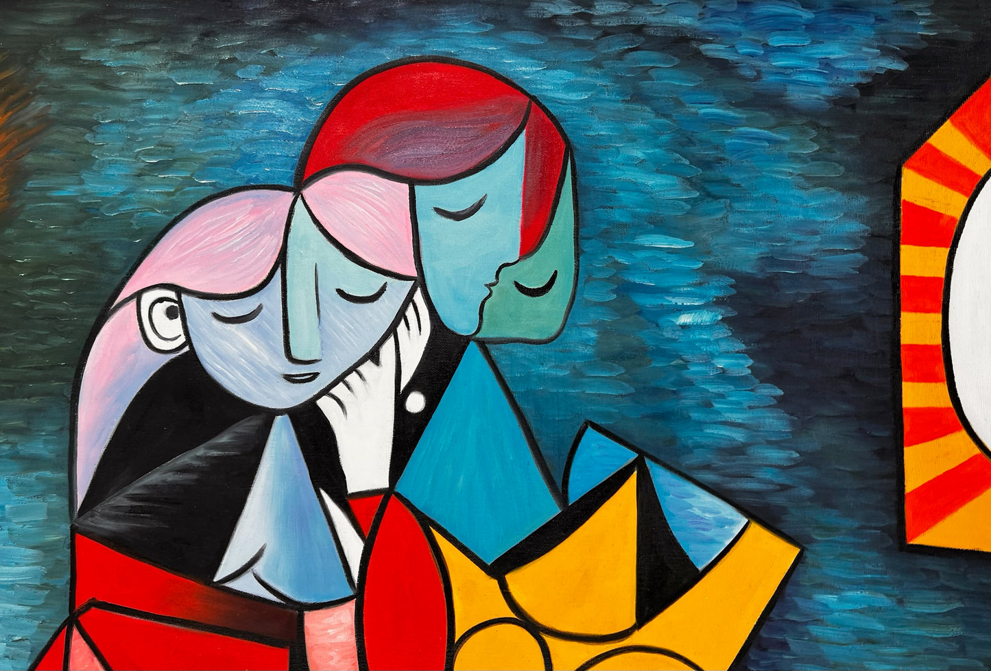 La Lecture – Dipinto cubista a olio dipinto a mano su tela (64 × 80 cm)