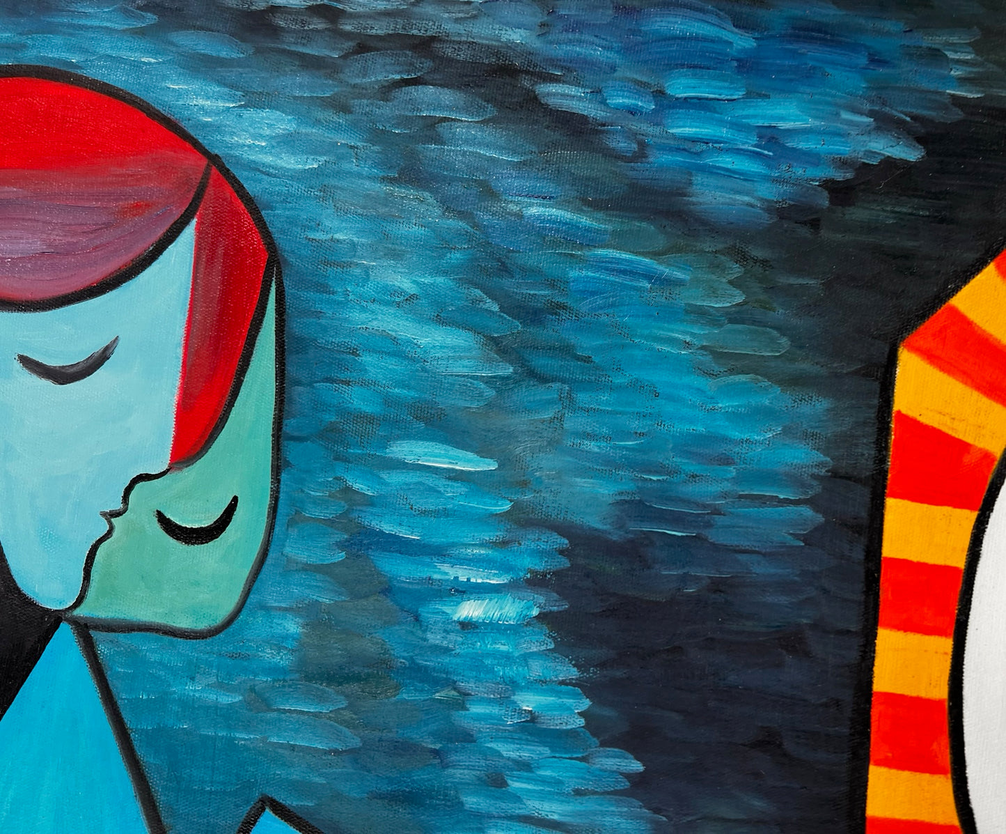 La Lecture – Dipinto cubista a olio dipinto a mano su tela (64 × 80 cm)